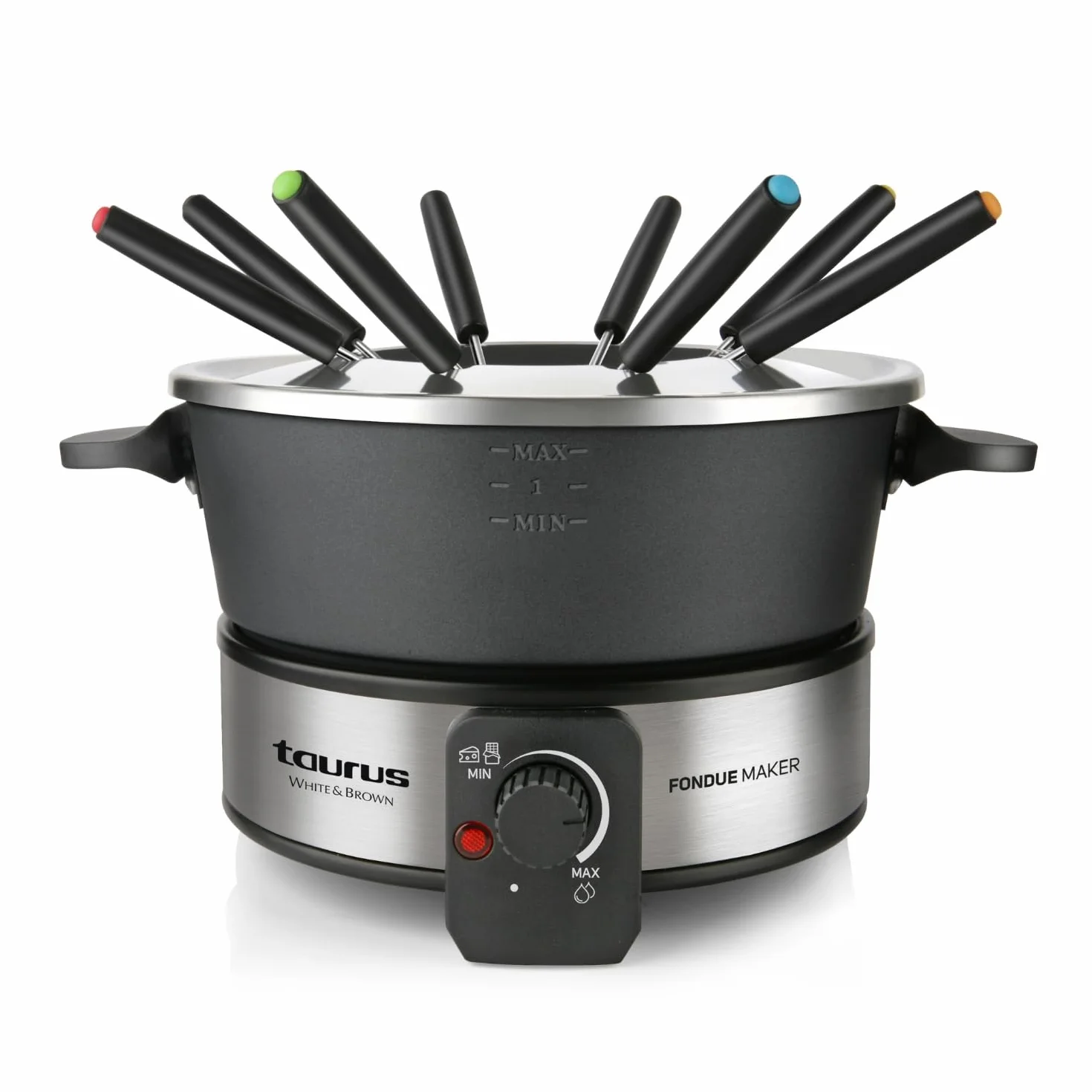 Taurus fonduta elettrica 1000W 2L termostato 200°C pentola antiaderente 8 forchette nero