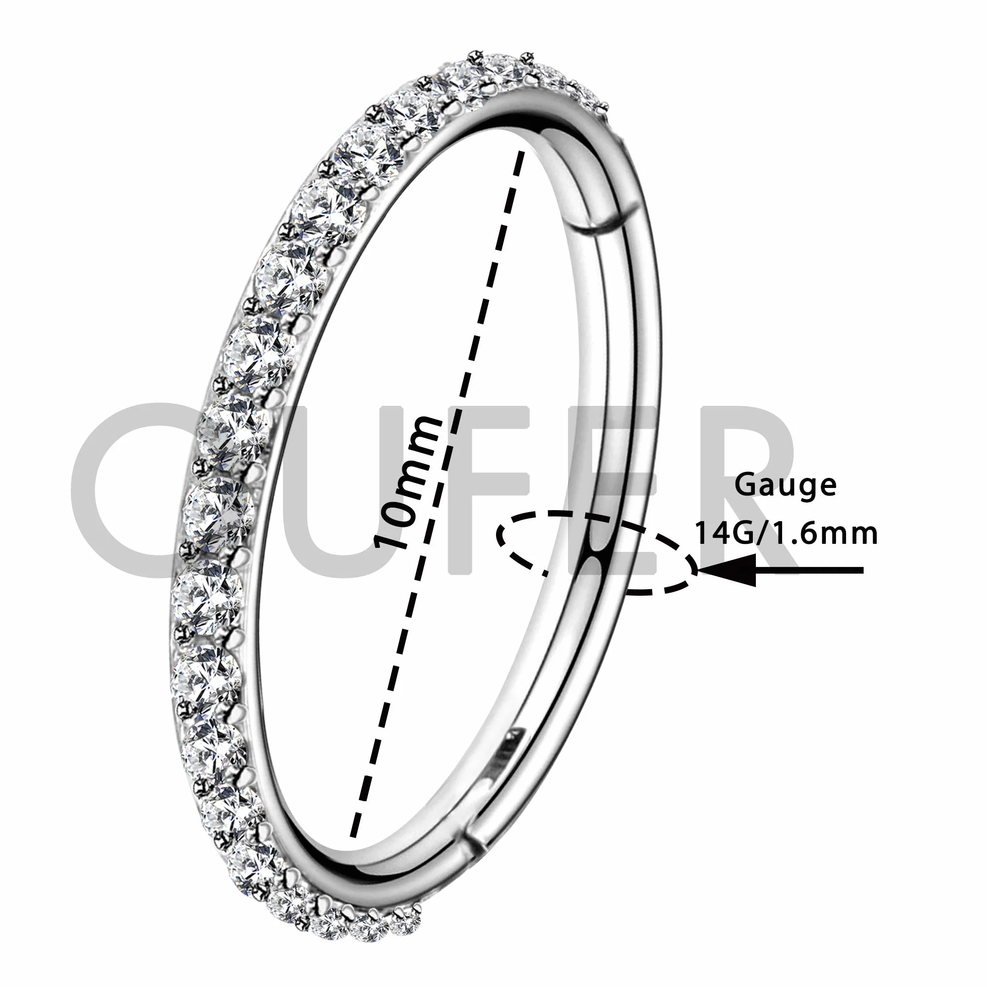 OUFER 14G 8-12mm Oro Piercing Ombelico Cerchio Anello Corto Barra Lungo Ball CZ Palline Argento Barbell Navel Bar Belly Button Rings Gioiello Donna 1.6mm