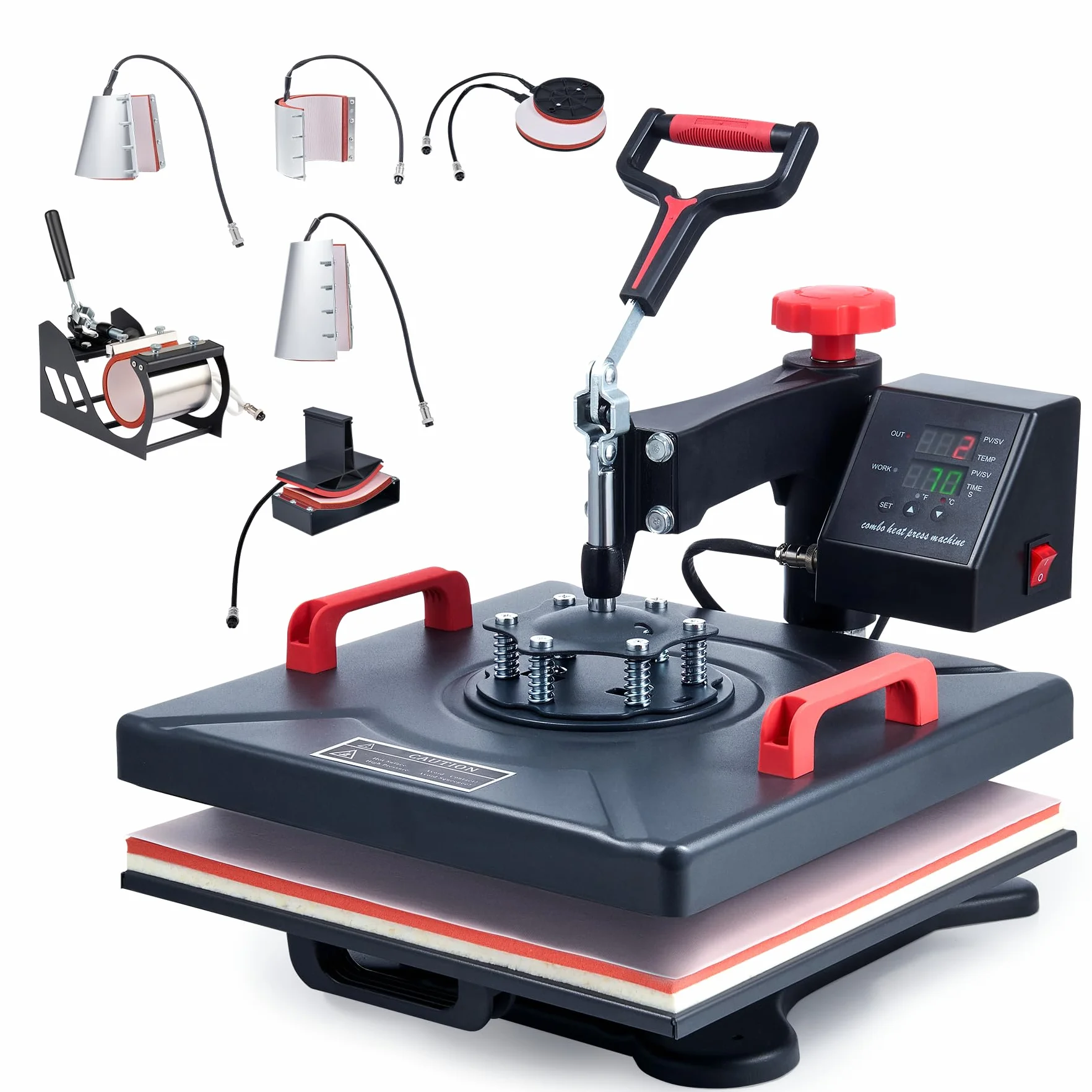 CREWORKS 38x38cm Pressa a Caldo 8 in 1 Macchina per Sublimazione Digitale Oscillante 360 Gradi Termopressa
