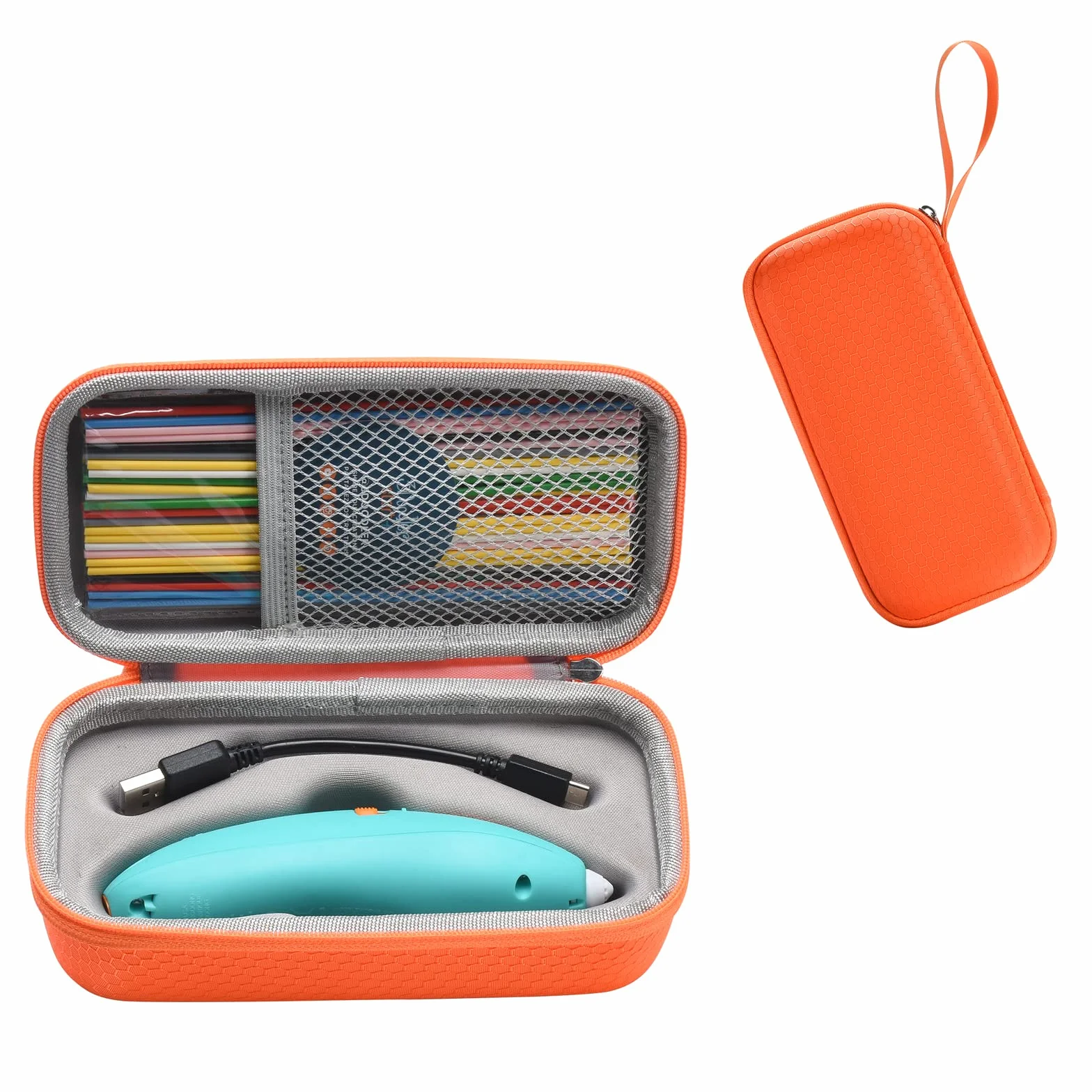 Custodia rigida compatibile con 3Doodler Start&Essentials, set penne 3D per bambini, arancione