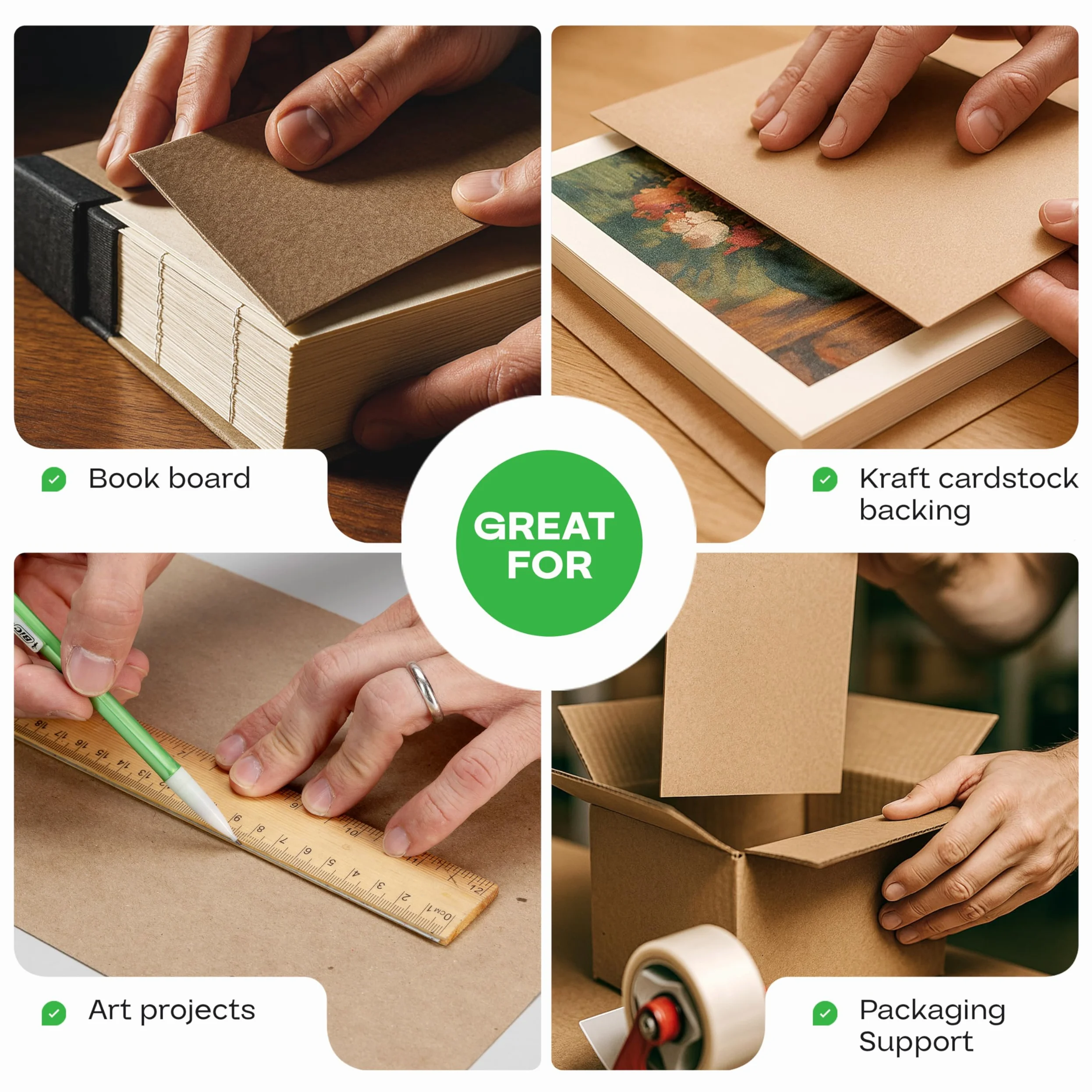 IDL Packaging - 200 fogli di carta kraft, 200 x 200 fogli, realizzati negli Stati Uniti, per scrapbooking, incorniciatura, cartone da 0,1 cm di spessore, timbri