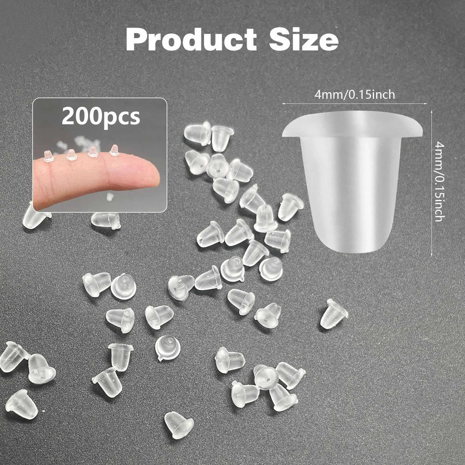 Orecchini in Silicone Farfalline Ferma Orecchini Universale 4x4 mm Trasparente Piccolo a Bottone 200 Pezzi