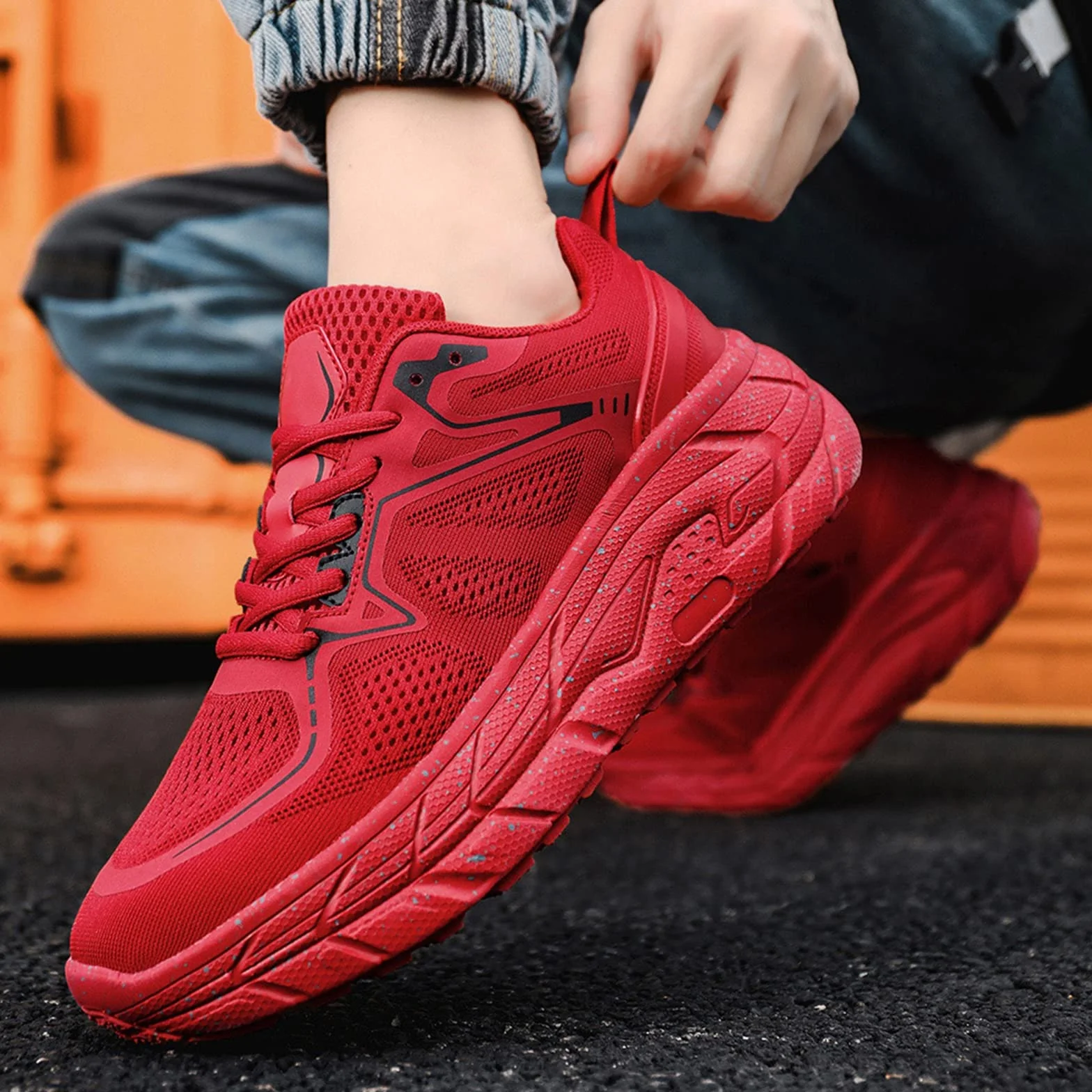 JiuQing Scarpe da Corsa Uomo Ginnastica Casual Rete Sportive Leggere Antiscivolo