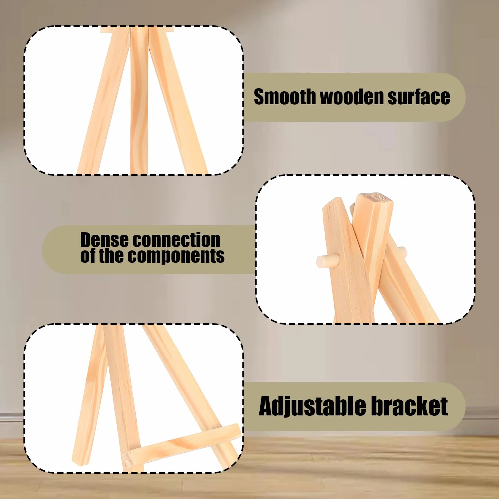 Cavalletto Pittura da Tavolo in Legno, Mini Cavalletto Portatile 15 x 8 cm Regolabile per Dipingere Quadri e Oggetti Decorativi