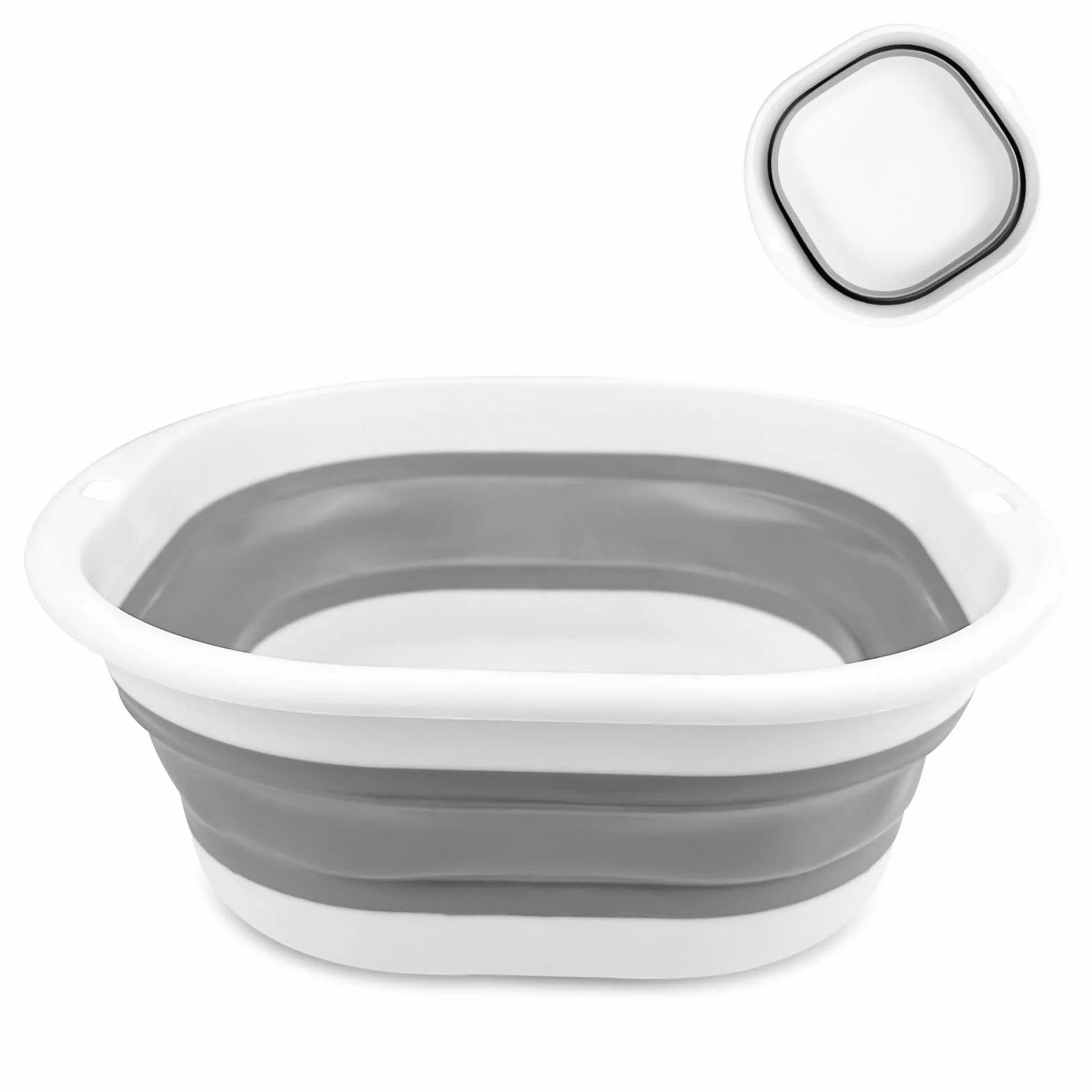 Chiluxendo Secchio Pieghevole, Bacinella Plastica Quadrata, Catino per Bucato, Secchiello, Silicone Lavabo, per Campeggio,Viaggio,Pesca,Camper,Pulizia della Casa (1, Grigio), 30.5 * 28 * 5CM