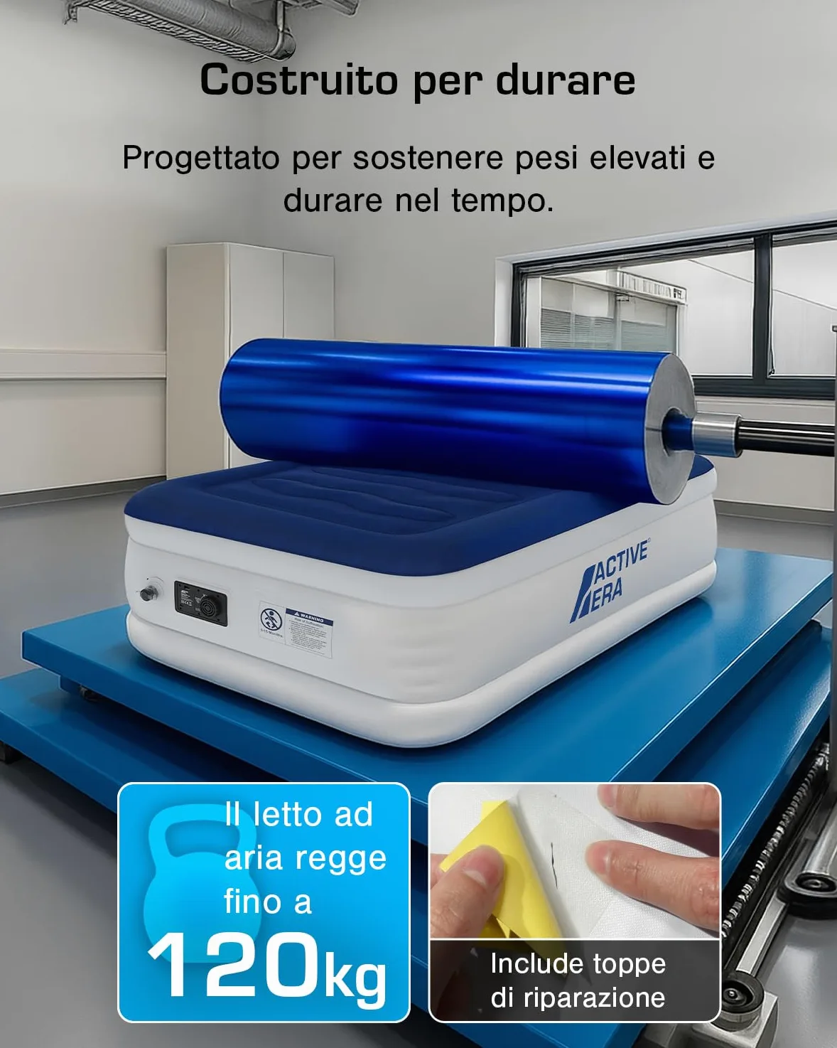 Active Era Materasso Gonfiabile Singolo 99 cm x 188 cm x 36.5 cm, Pompa Elettrica Integrata, Cuscino Rialzato e Tecnologia I-Beam Strutturata - Materasso Gonfiabile