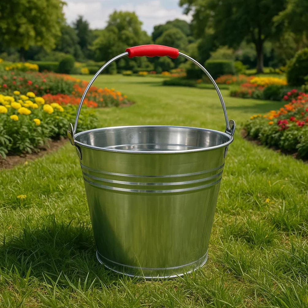 Mayuela - Secchio con Manico in Metallo - Secchio per Cenere Camino, Acqua, Giardino, Multifunzione - Bidone en Metallo - Bidone per Cenere Camino, Acqua, Giardino - Bucket - 6 Litri
