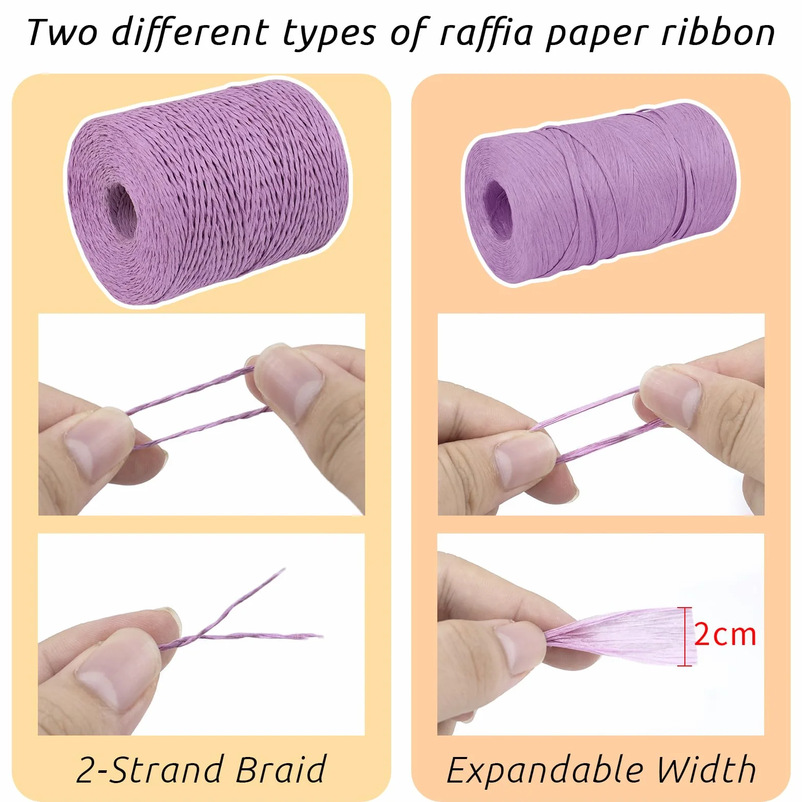 Rafia per Uncinetto 3mm x 300m, Cordino per Borse, Nastro Regalo Naturale, Filato per Cappello