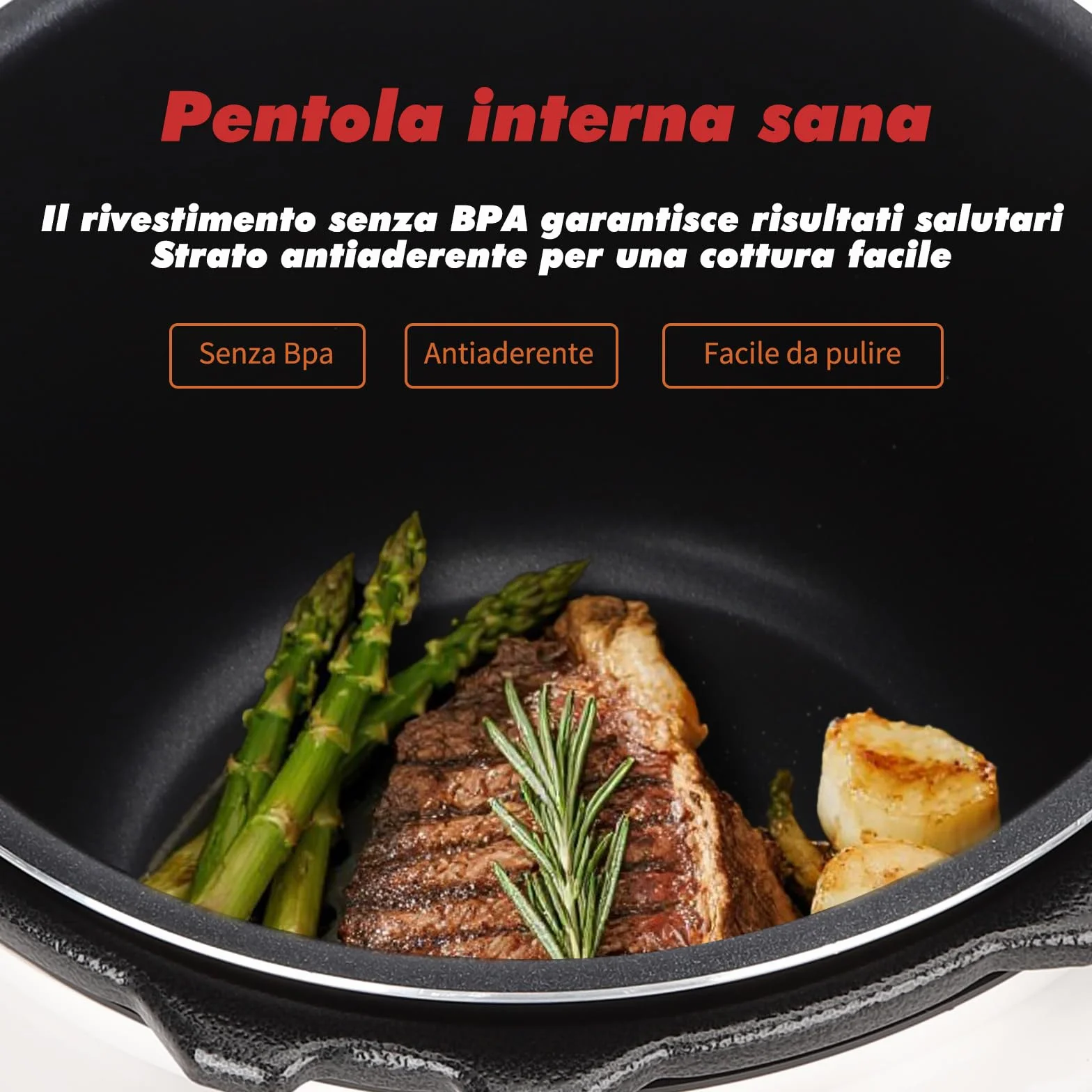 Aigostar Panda Pentola a Pressione Multifunzione 5,5 litri 1000 W 14 Funzioni
