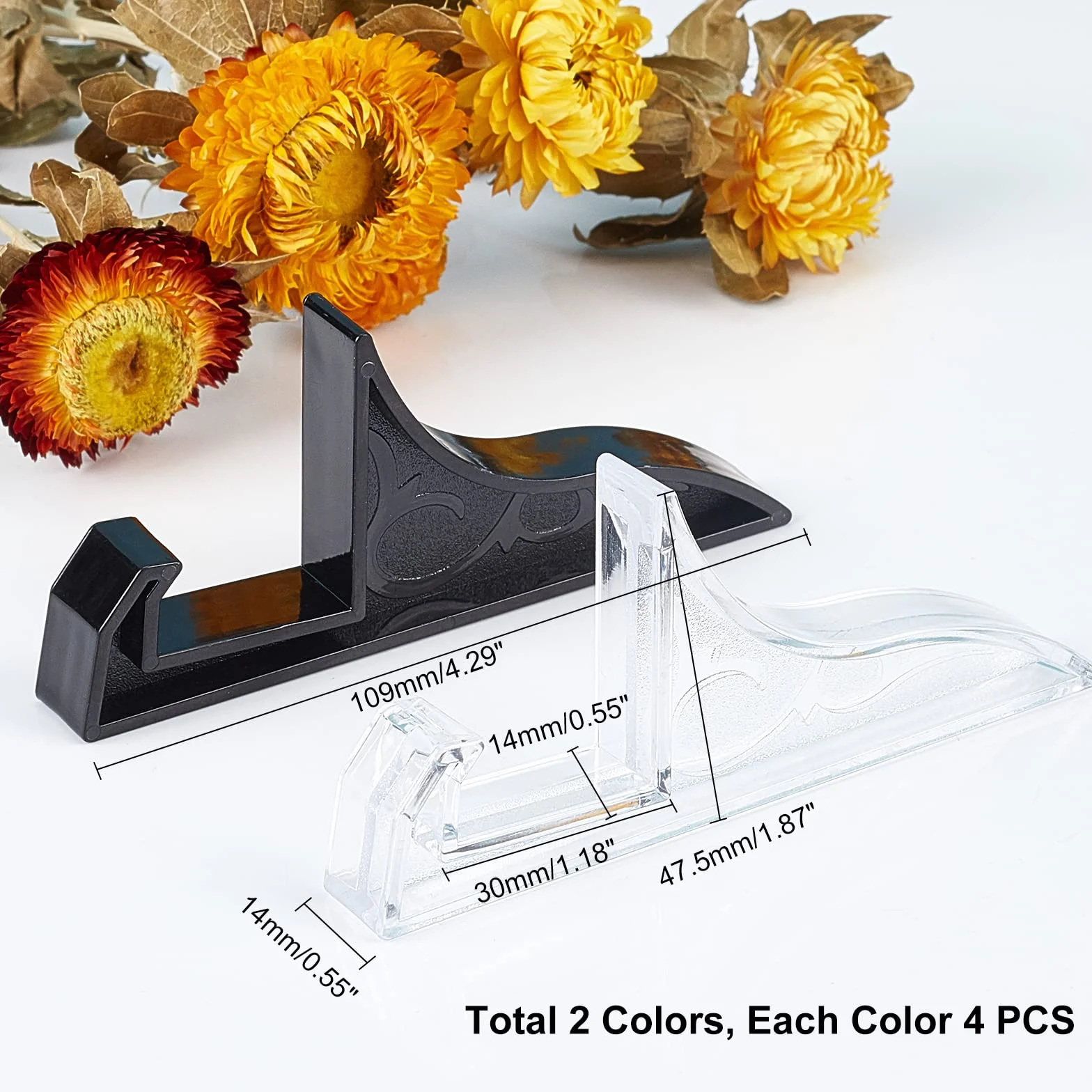 PH PandaHall 8pz Supporti per Cavalletto in Plastica Cavalletti per Cornice per Foto, Espositori Portapiatti Nero e Trasparente per Libri Placca per Foto da Collezione