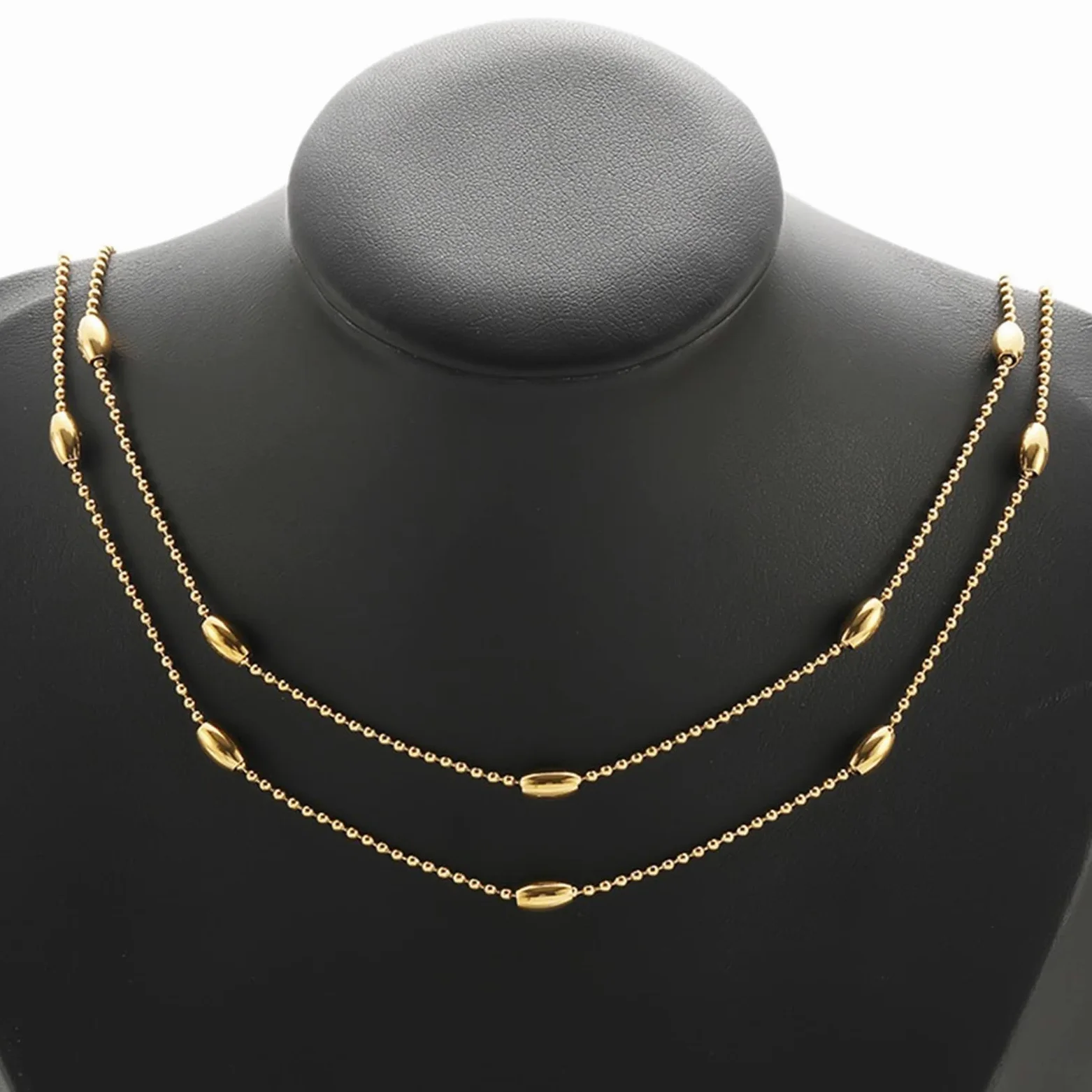 Catena sottile in acciaio inossidabile con catena a maglie intrecciate, lunghezza 4 mm, catenina con perline satellitari, 4 mm, con bobina per gioielli fai da te