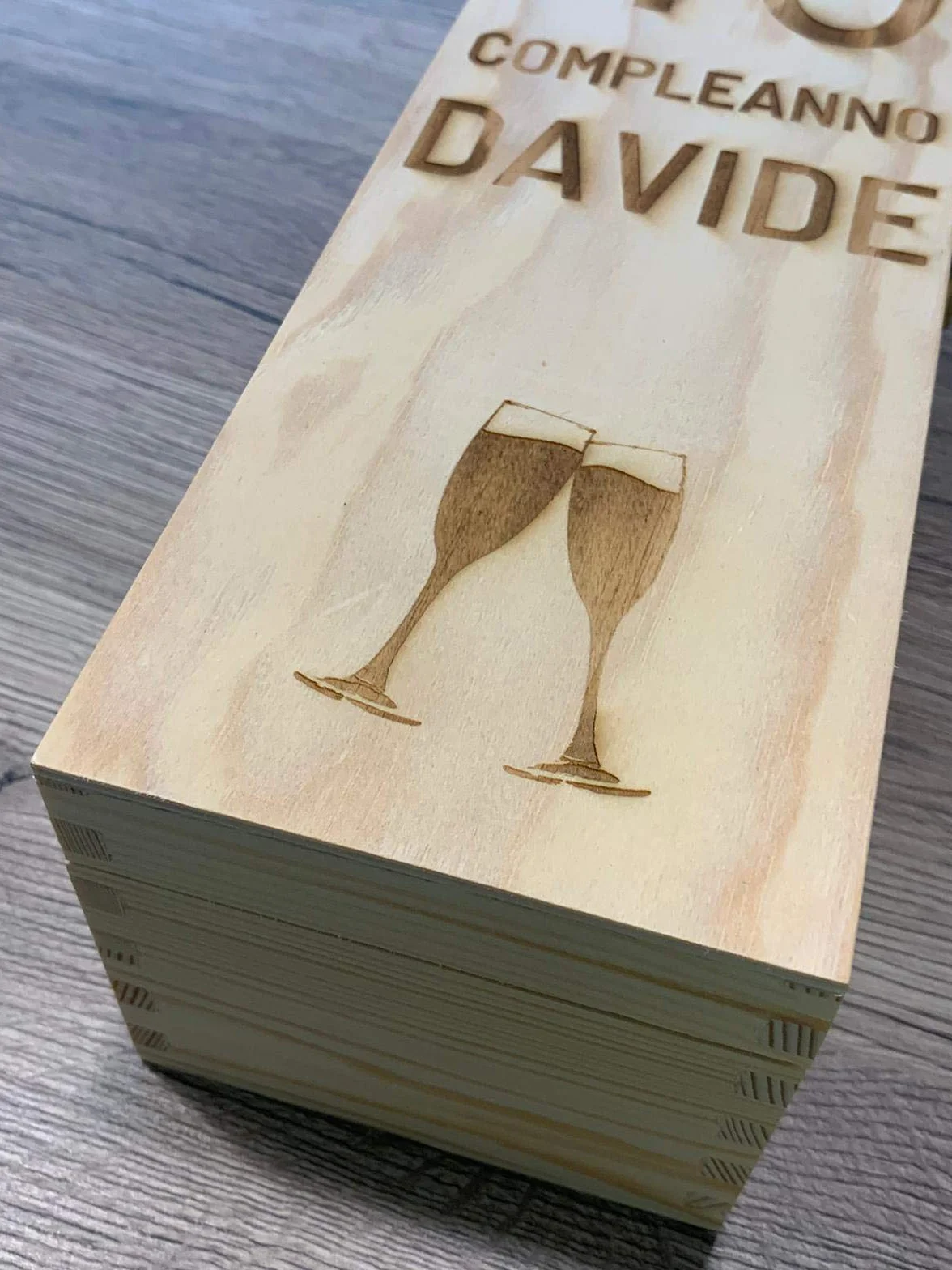 Porta Bottiglie Vino Guizzo Creart Made in Italy Scatola Legno 35.4x10.4x9.5 cm