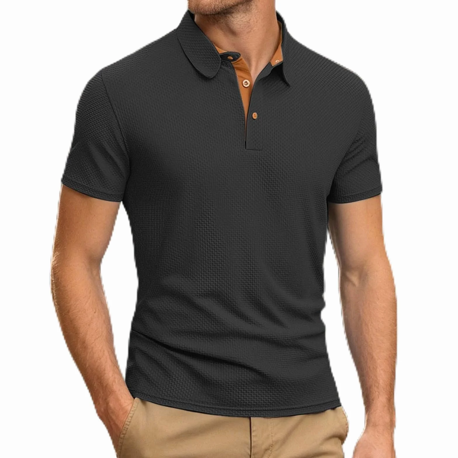 Generico Polo Shirts Uomo Manica Corta Golf Tshirt Asciugatura Rapida Sport Outdoor con Portaocchiali Leggera T-Shirt Estiva
