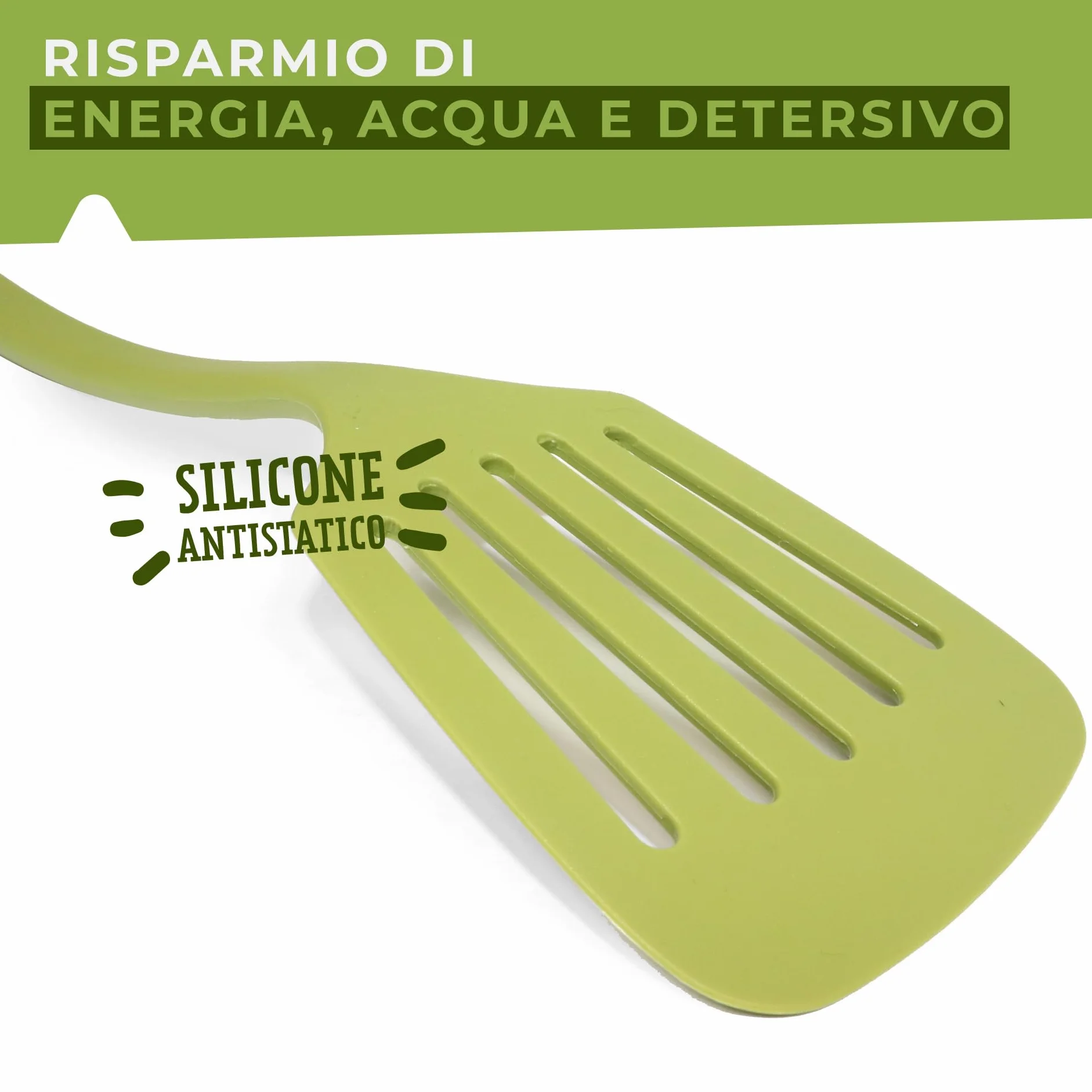 Fackelmann Paletta forata da cucina silicone antistatico 33x8,3 cm Linea Oliva