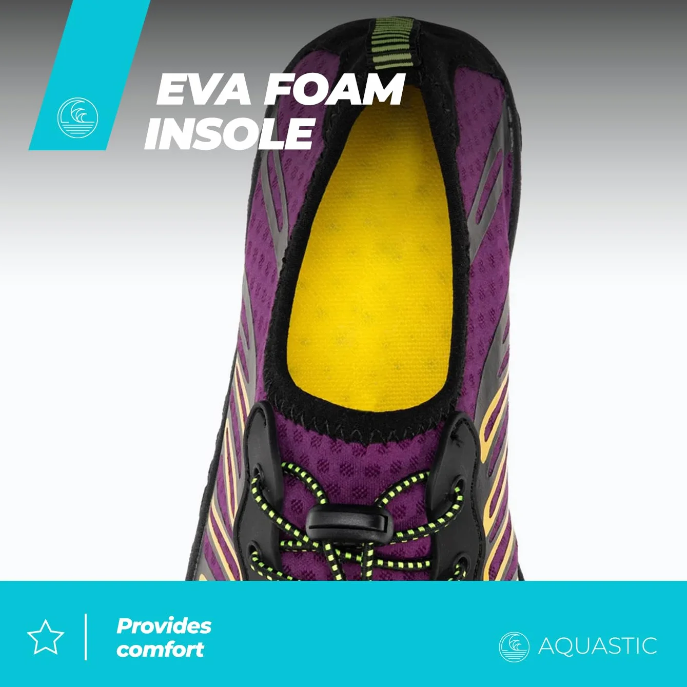 AQUASTIC Scarpe da Immersione Antiscivolo Suola Resistente Soletta Schiuma Eva 35-42 Viola Sport Acquatici Snorkeling