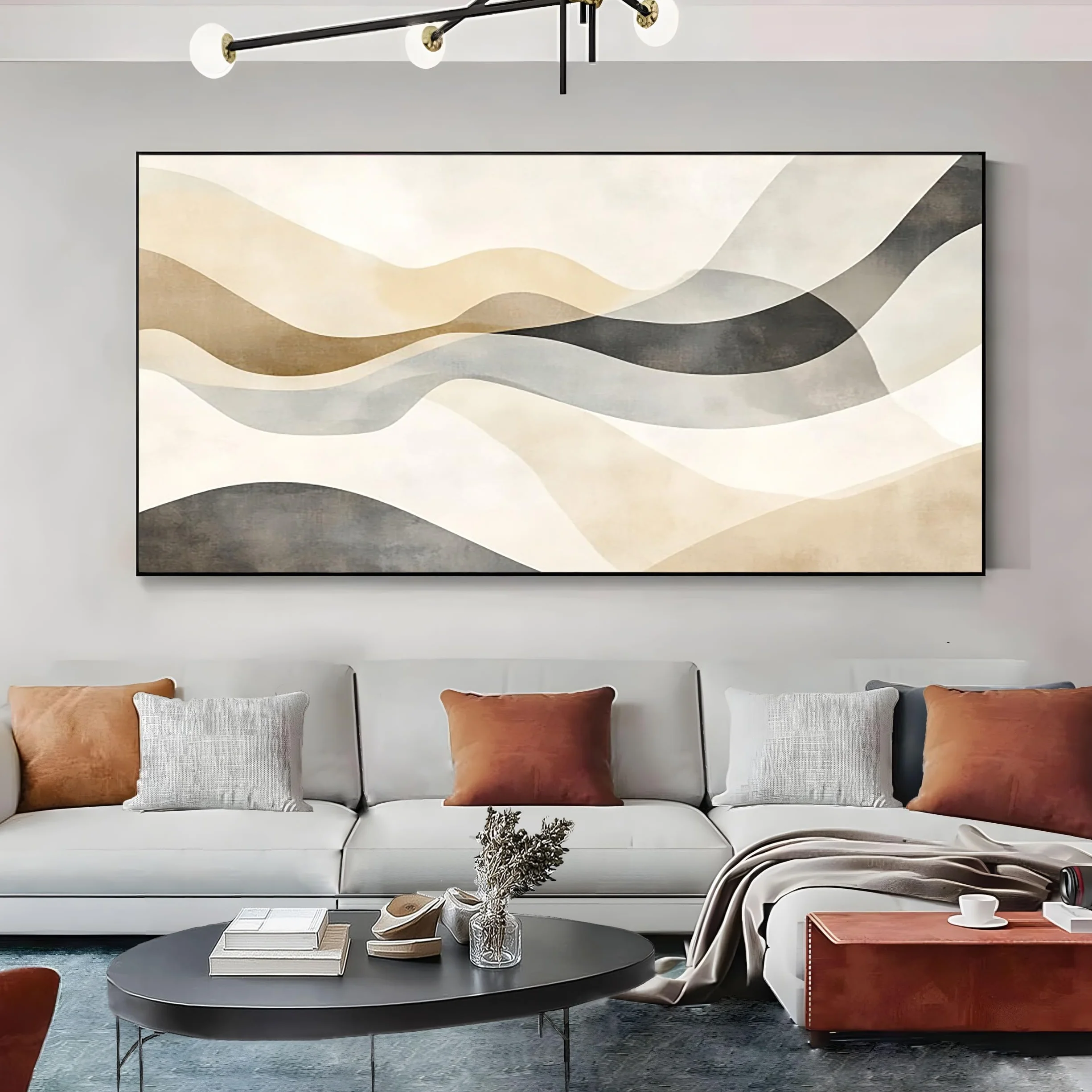 SKOEUI Grande Quadri Moderni Linea Ondulata Astratta 50x100 cm Paesaggio Minimalista Stampe su Tela Senza Cornici per Arredo Casa Decorazione Moderna per Salone e Ufficio