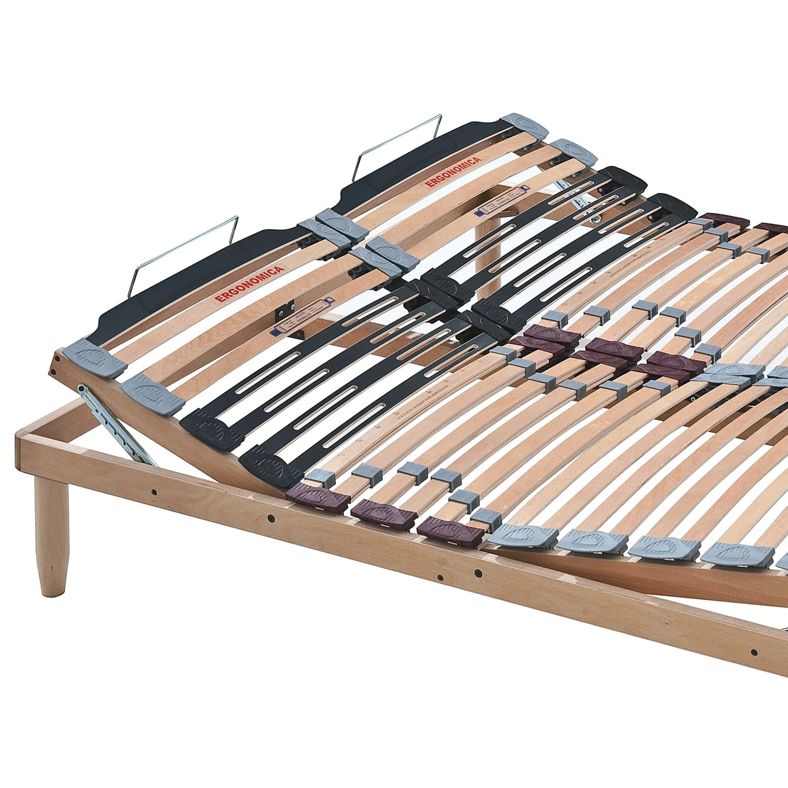 Evergreenweb - Rete Matrimoniale 160x190 con Doghe in Legno, Alzata Manuale ALZA TESTA E PIEDI Pieghevole Ortopedica Regolatori di Rigidità, Gambe Smontabili Base Letto da Incasso Rinforzata - OFFERTA