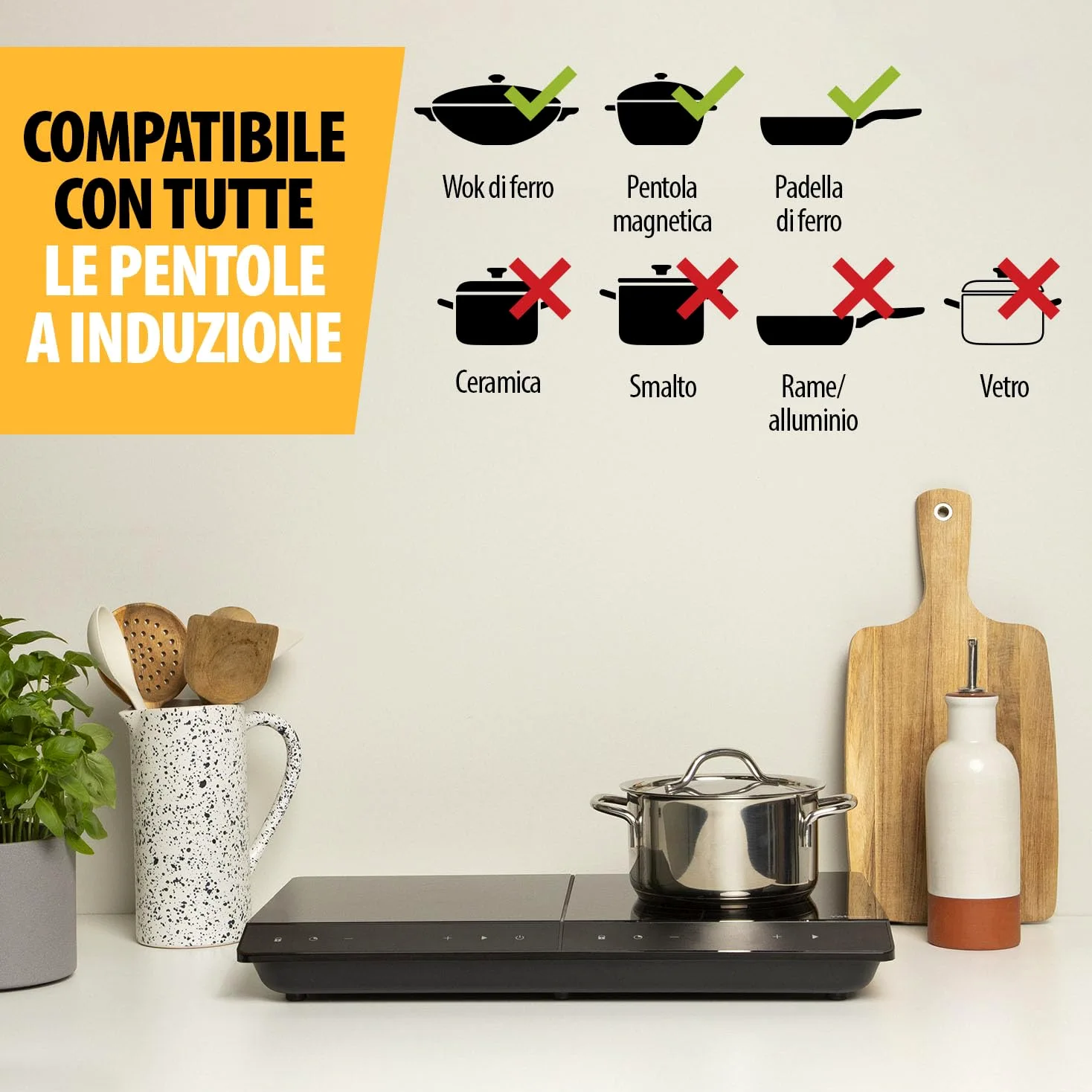 Tristar Fornello a induzione indipendente doppio, nuovo, ⌀19 e ⌀16 cm, 10 livelli di potenza, 3500 W, efficienza energetica, timer integrato, con protezione da surriscaldamento, IK-6162