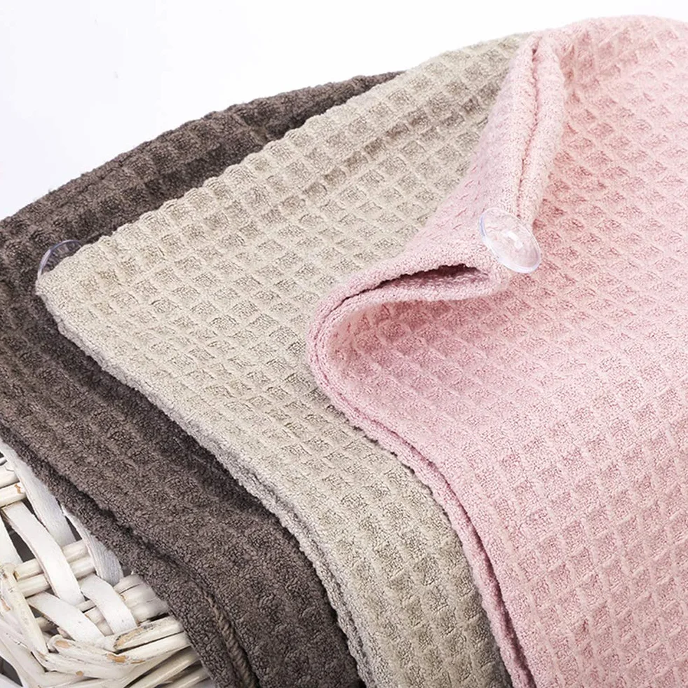 LZC (Set di 3) Waffle Versione Coreana del Semplice Pacchetto Turbante Jacquard Cappellino per Capelli secchi Cappellino per Capelli secchi Tinta Unita