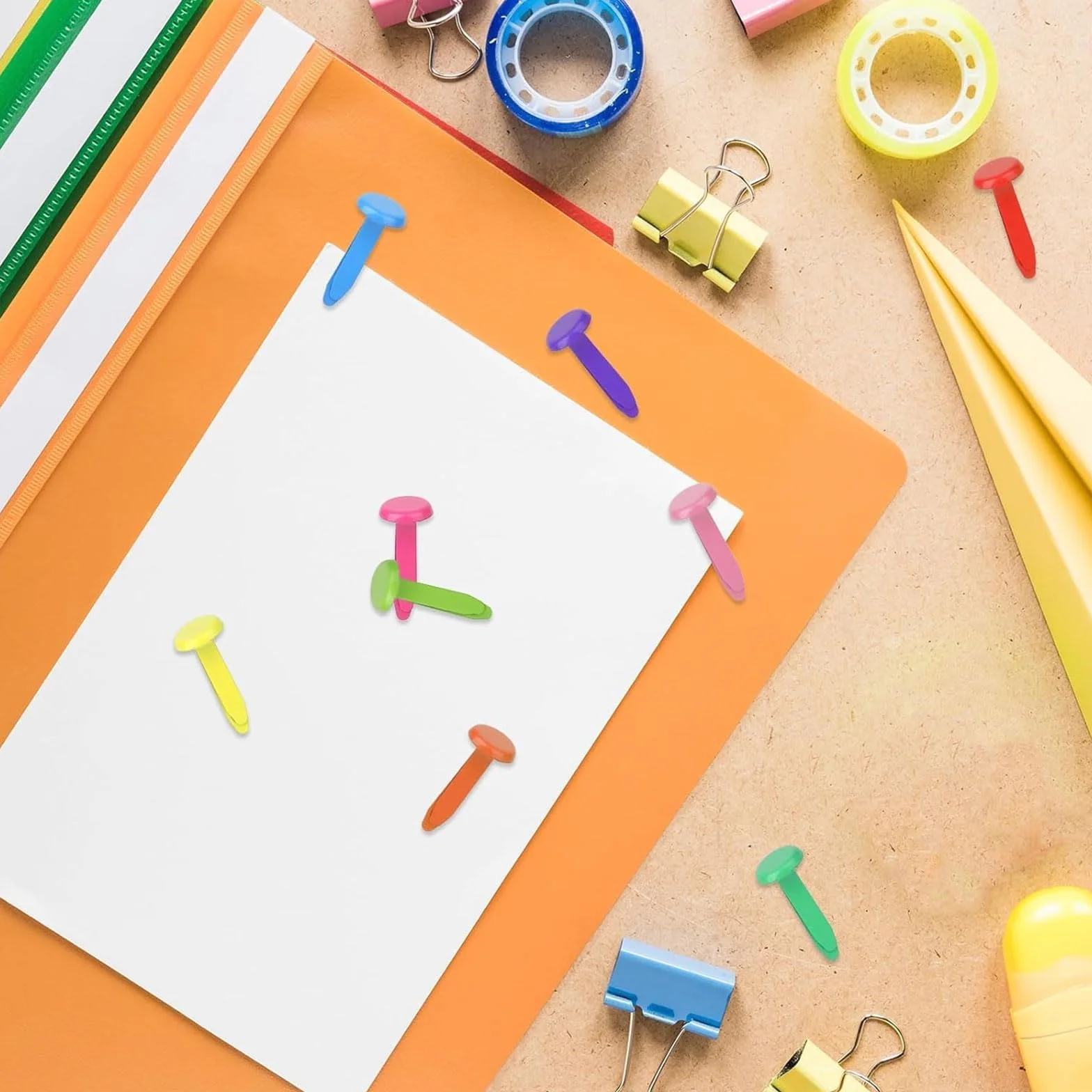 PARFCO Fermacampioni Piccoli, 400 Pezzi Puntine Chiodini Fermacampioni, Estremità Rotonde Colorate Fermacampioni Scrapbooking con Scatola Portaoggetti, Porta Album per Scrapbooking, Carta, Cartoline