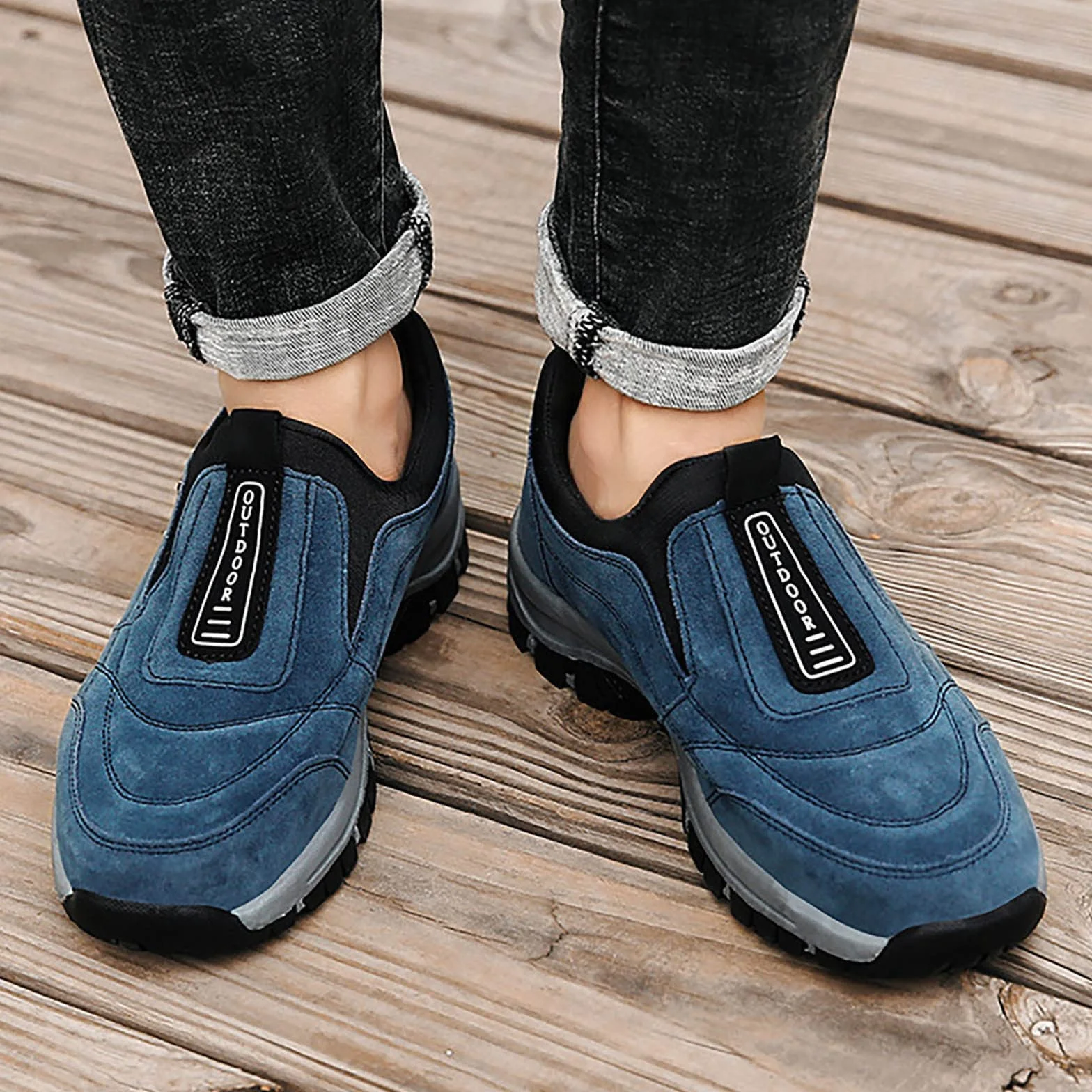 Scarpe ortopediche da uomo slip-in antiscivolo leggere comode larghe per trekking