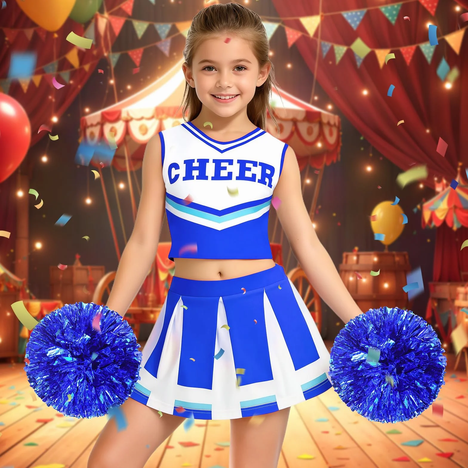 Luckyou Cheerleader Costume Carnevale con Pompon e Calzini