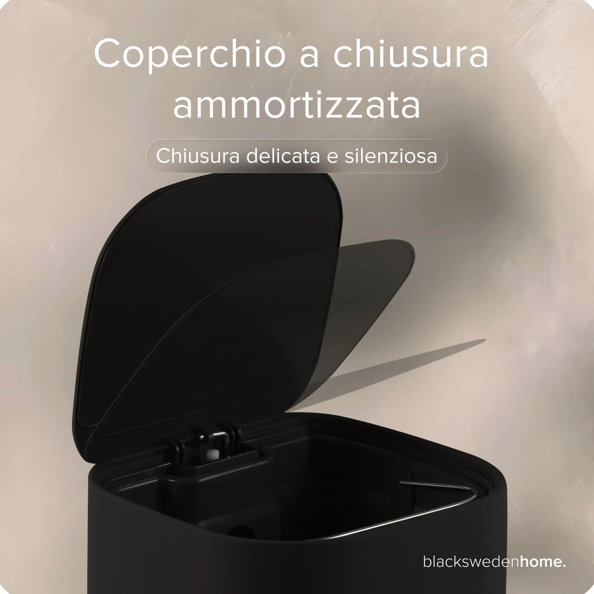 Pattumiera da bagno 5 l con coperchio a chiusura morbida e secchio interno elegante design