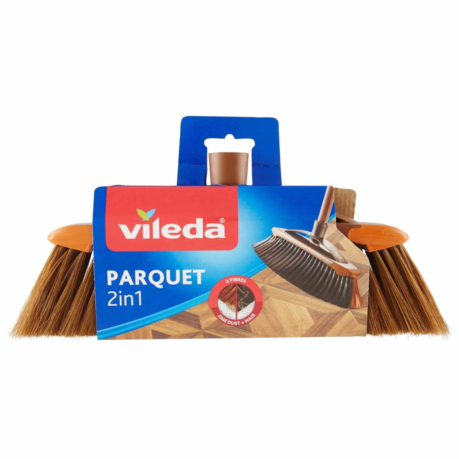 Vileda Scopa 2 in1 Parquet, Fibre in Pet Riciclato, 14.5 x 33 x 5.5 cm