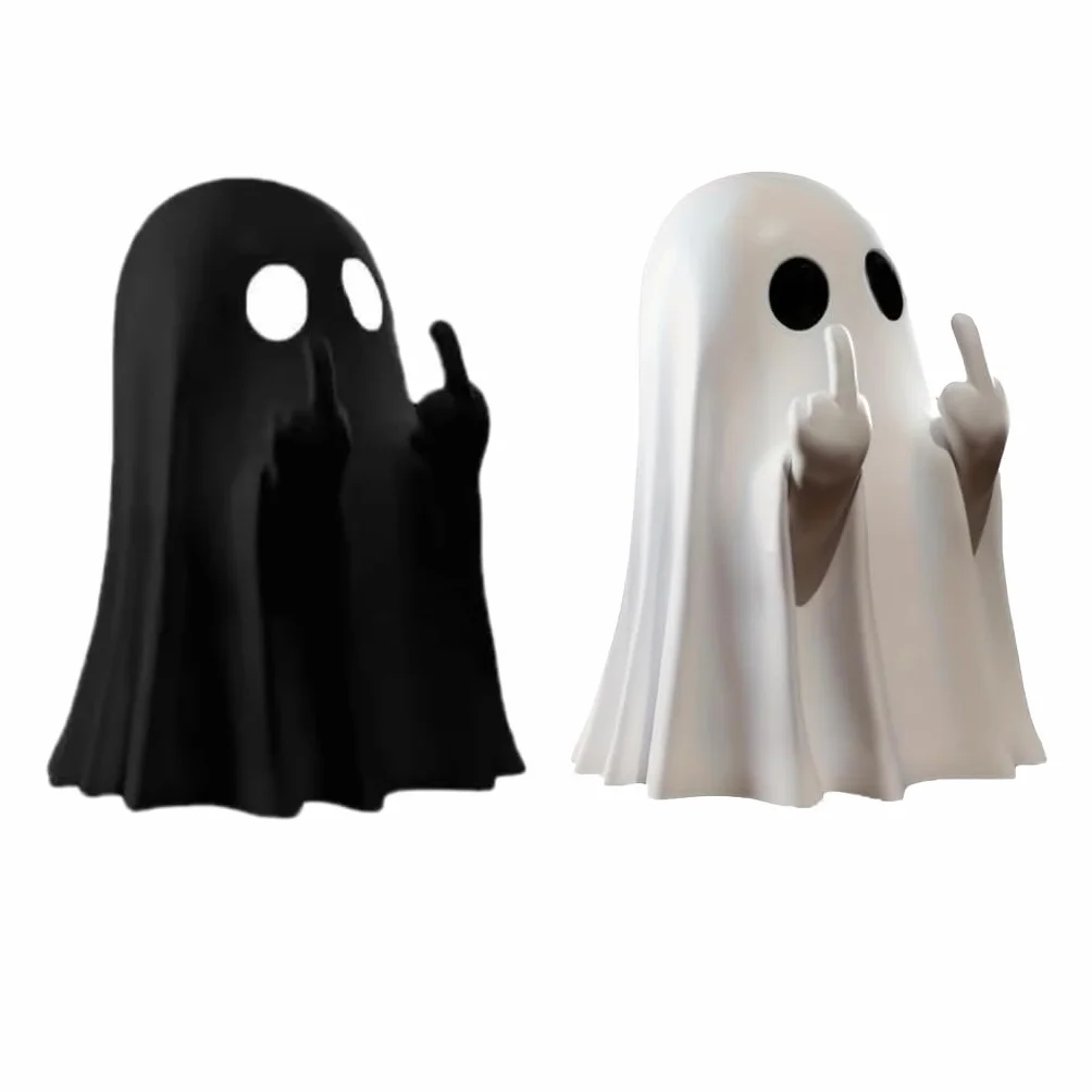 Halloween Ghost Statuettes Black White Funny Statue Table Decor Home Decoration