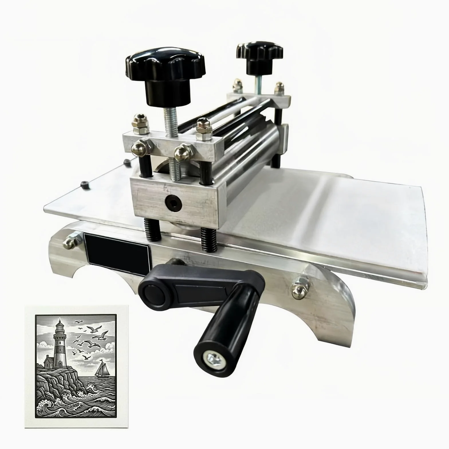 Pressa Calcografica Professionale in Alluminio, Macchina per Linocut e Stampa Artistica DIY, Torchio Manuale per Acquaforte, Xilografia, Area di Stampa 30x17cm