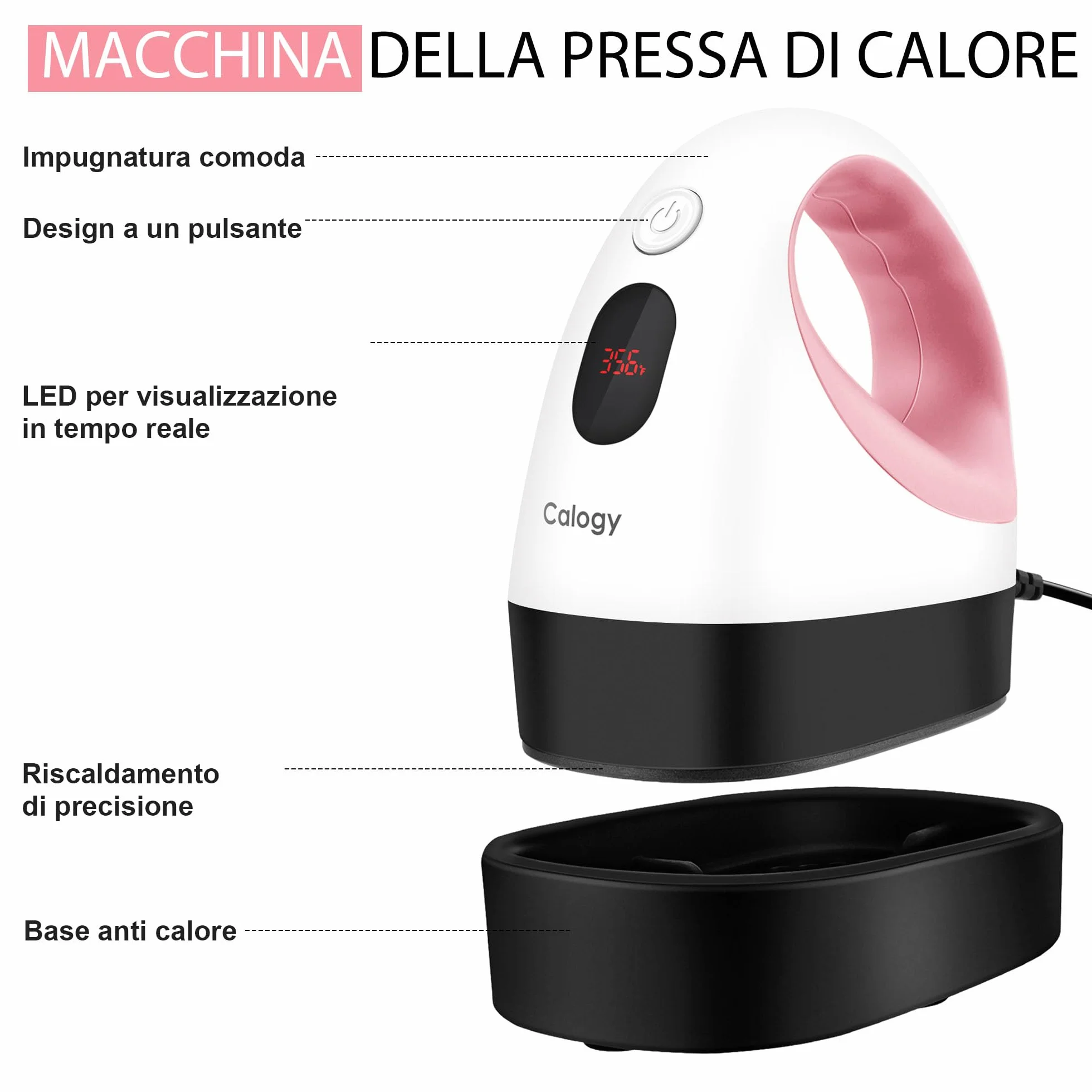 Calogy Pressa a Caldo Mini Termopressa per Magliette Controllo Costante Temperatura Macchina per Trasferimento Termico Base Sicurezza Isolata