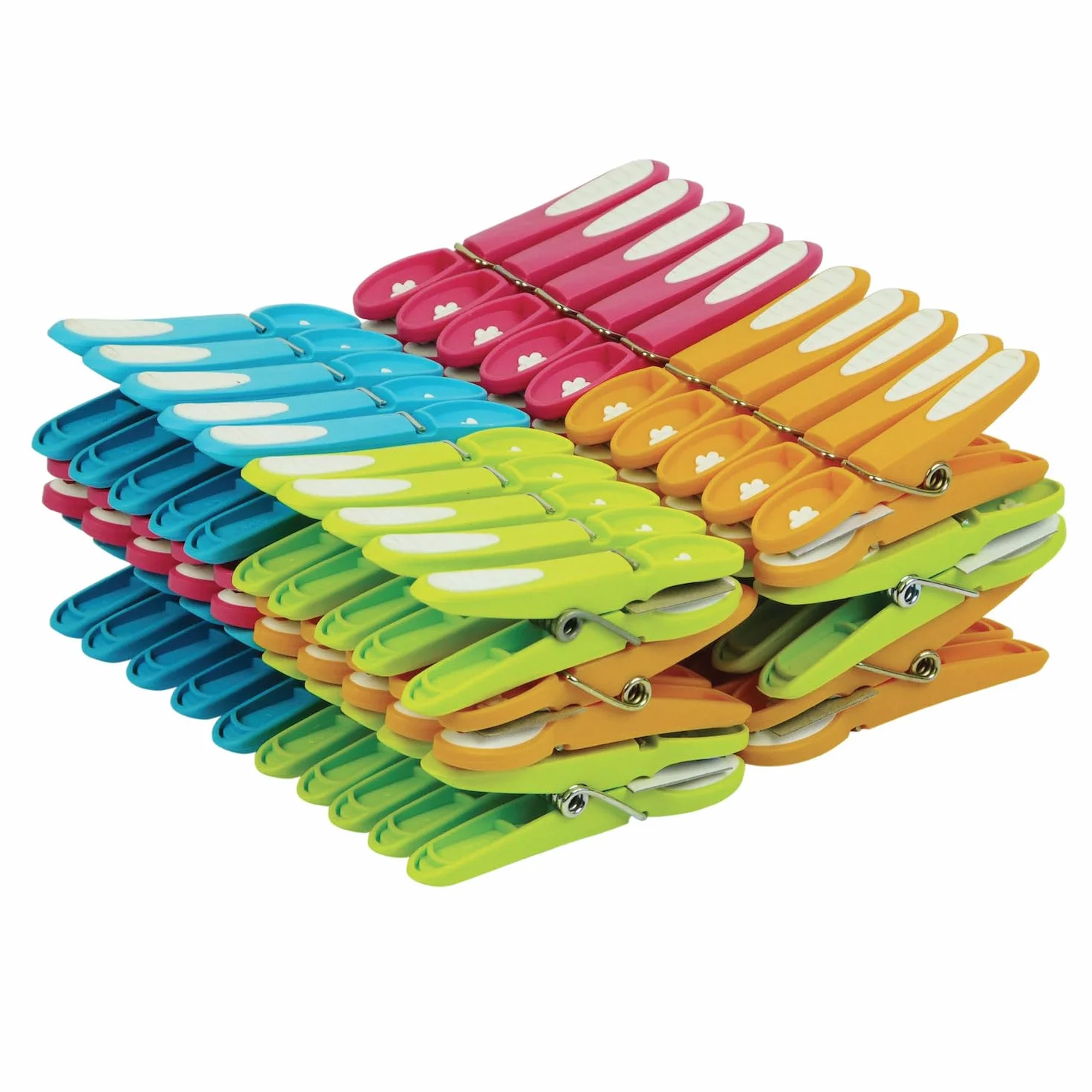 LAGUELLE – 60 mollette per bucato antiscivolo – Fabbricazione francese – Assortite Verde, Blu, Arancione, Rosa