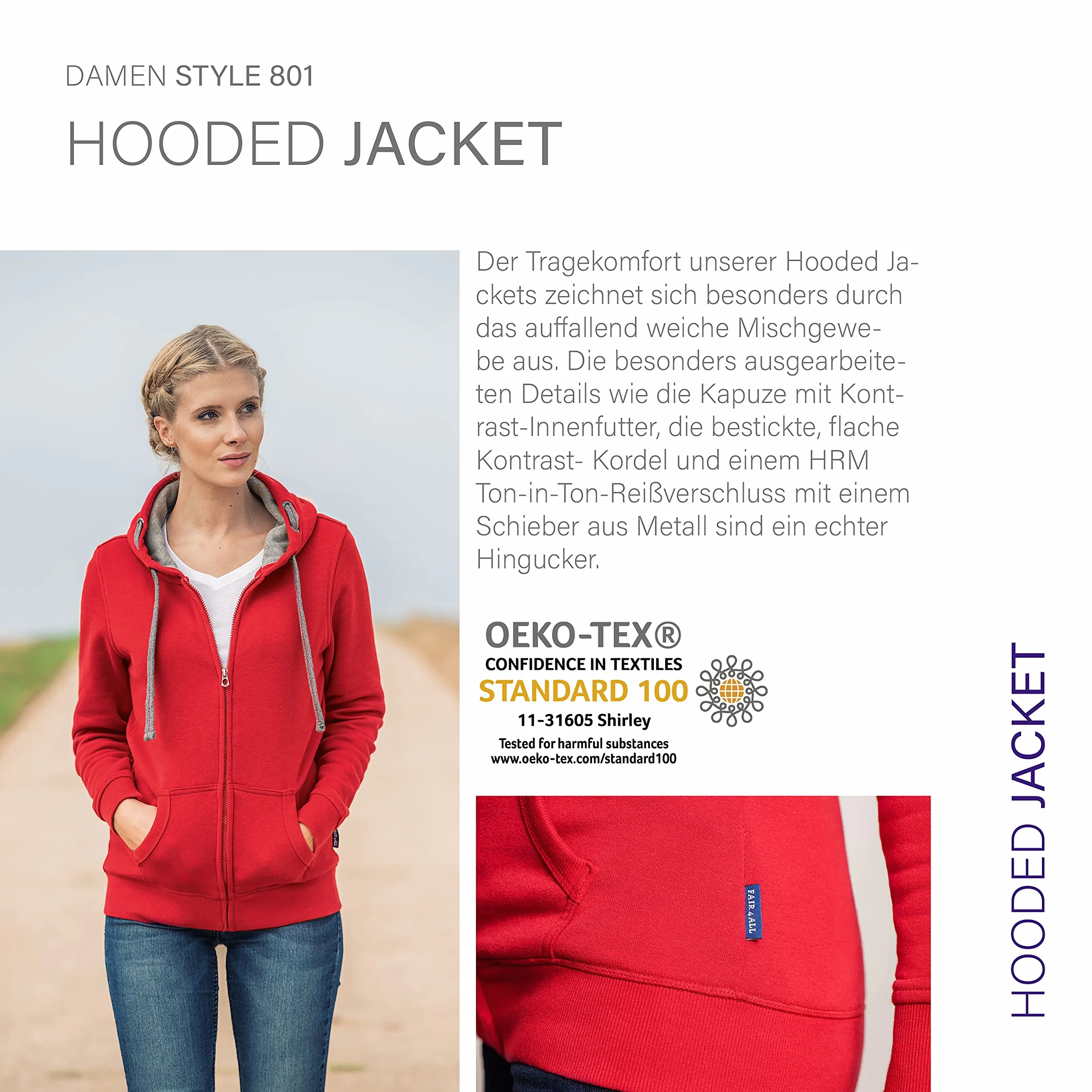 HRM Giacca F Hoodie Donna (Pacco da 1)