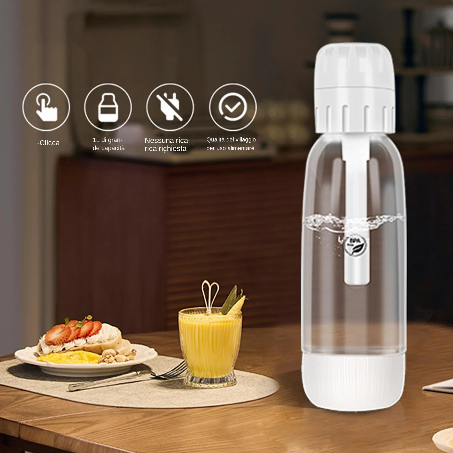 Gasatore Per Acqua Frizzante - Gasatore Acqua Frizzante Portatile - di Aromi per Drink da Esterno Viaggi Feste