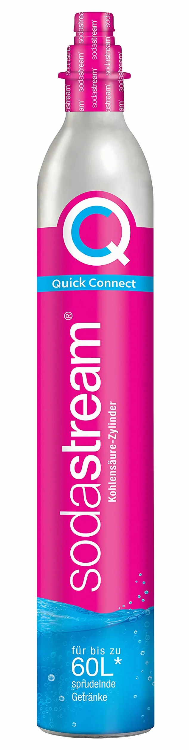 SodaStream Confezione di riserva QC con 1 Cilindro Quick Connect CO2 (resa: 60L) e 1 Bottiglia di Vetro da 1,0 l, Rosa, 27,5 x 16 x 44, 1053400490