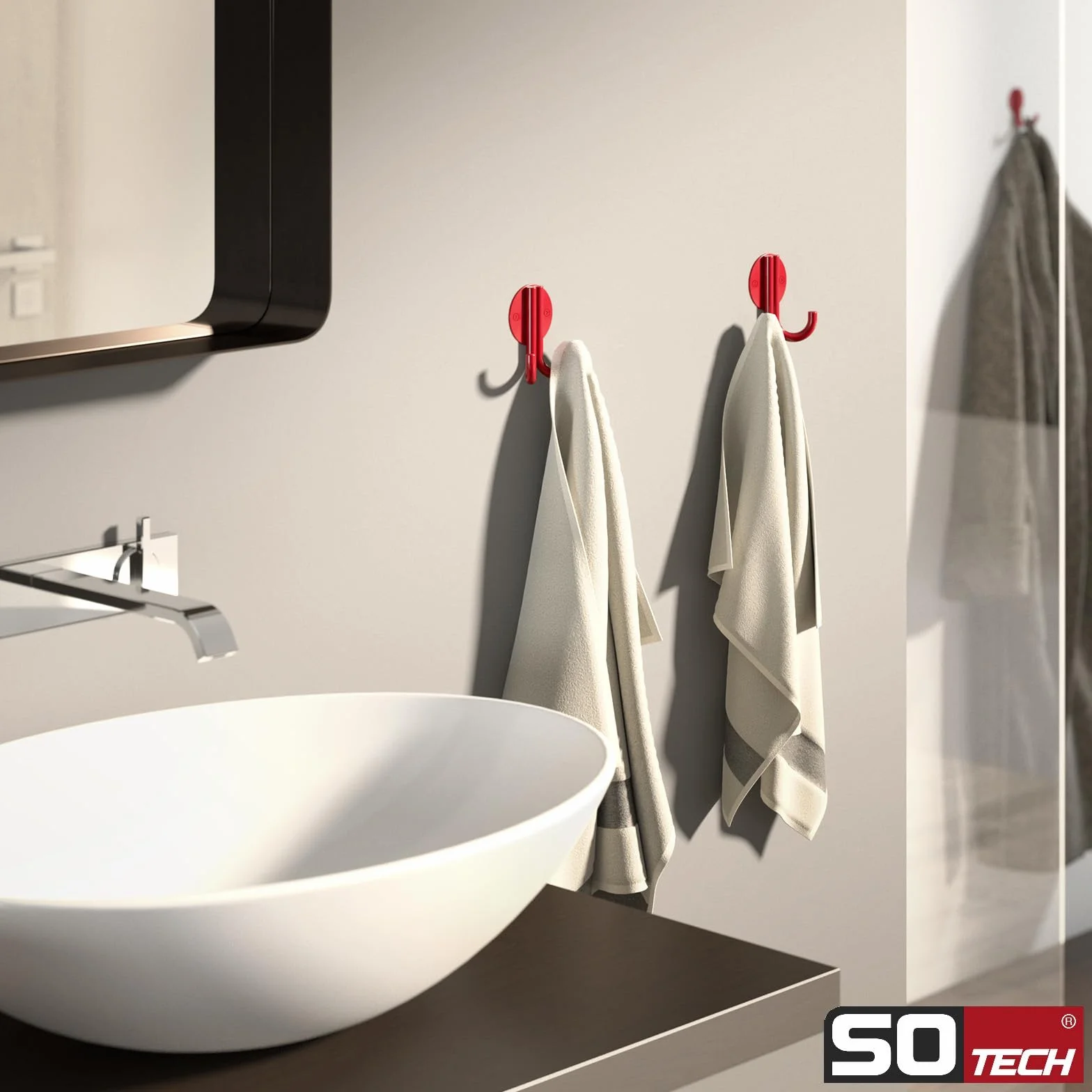 SOTECH Appendiabiti ELEN 65 x 78 x 33 mm acciaio rosso Gancio a parete