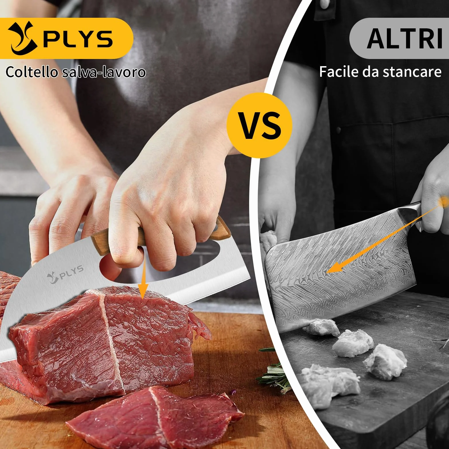 Plys Coltelli da Cucina per Verdure Carne 2025: Coltello Giapponese Professionali Mannaia Cinese