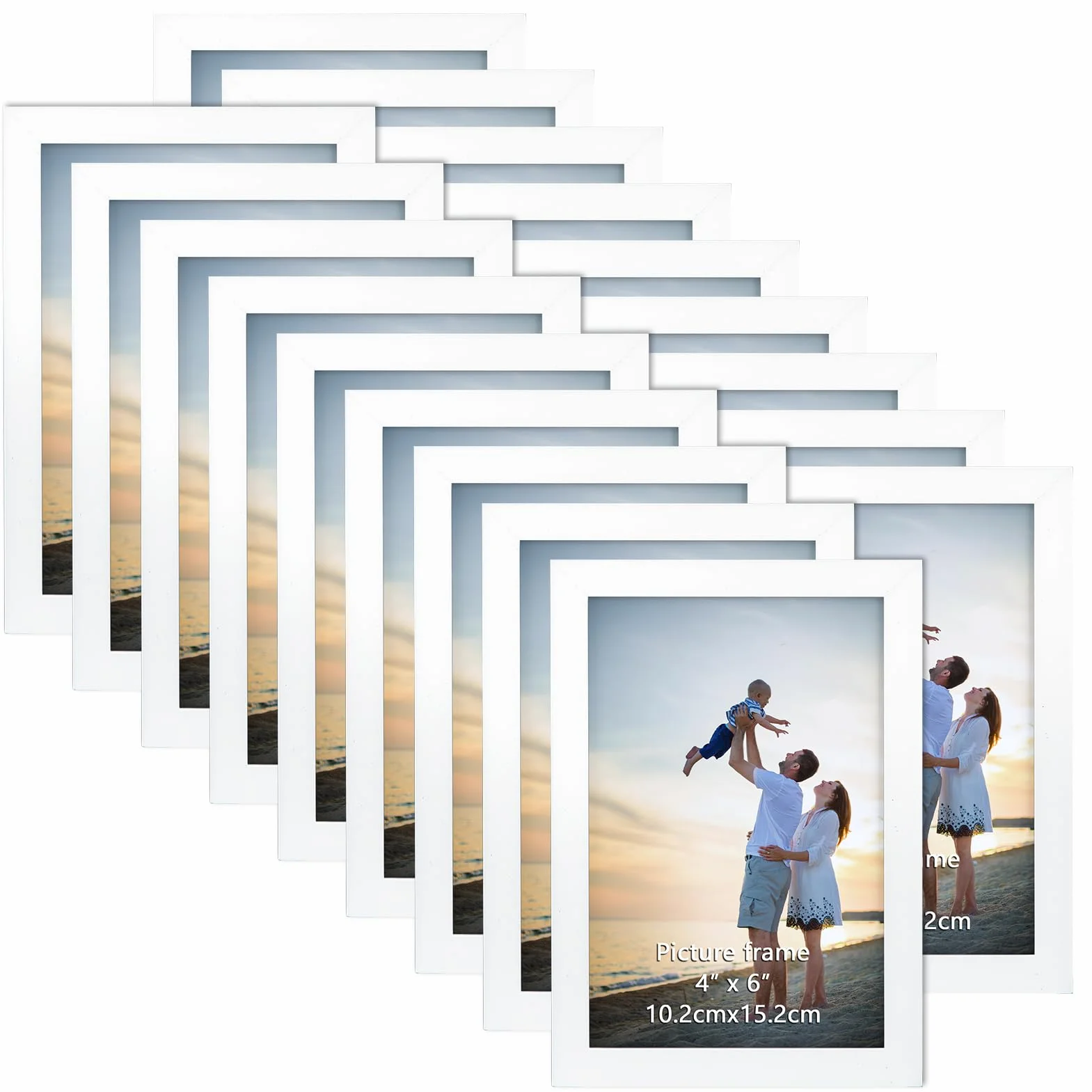 EYMPEU Cornice 10x15, Decorazione per Casa,Set 18, Colore Bianco PVC