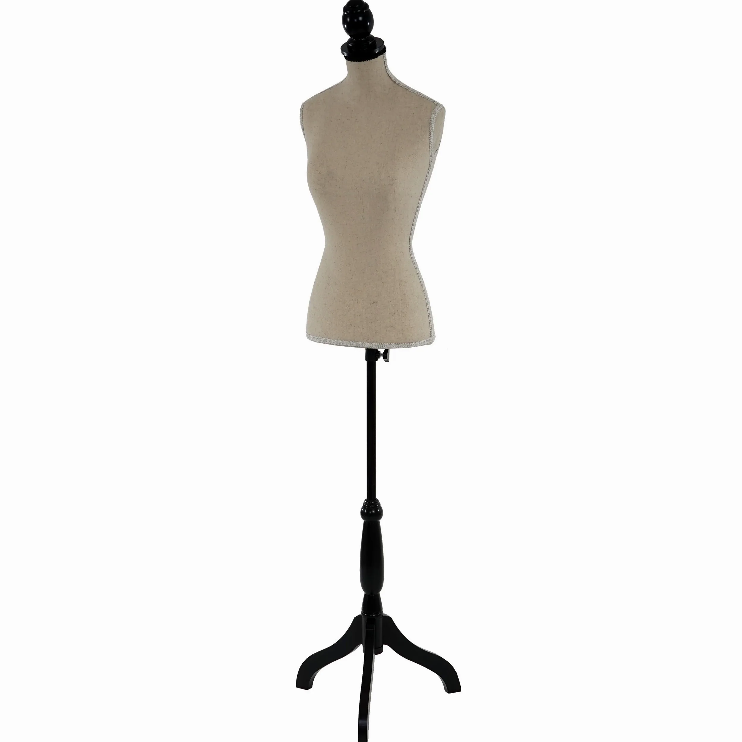 Manichino da sarta T220, busto da vetrina regolabile (torso femminile), con treppiede, in schiuma - avorio