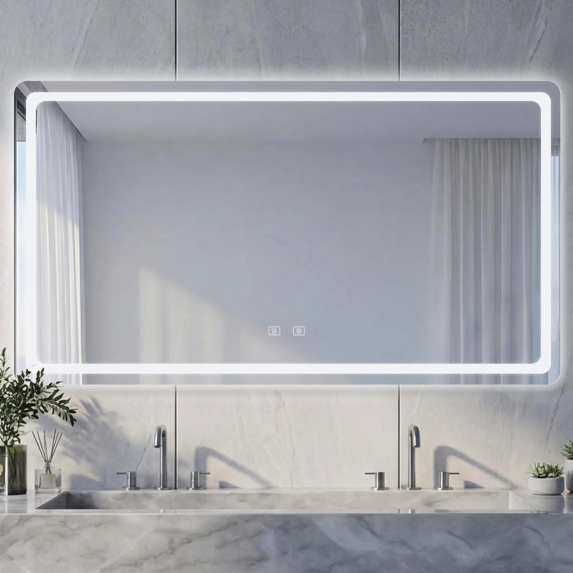 Specchio bagno LED Antiappannamento Dimmerabile 10%-100% 3 Temperature Colore 3000K-6500K Touch con Memoria HD Specchio Bagno con Luce LED IP44 IP65 Impermeabile 120x70cm