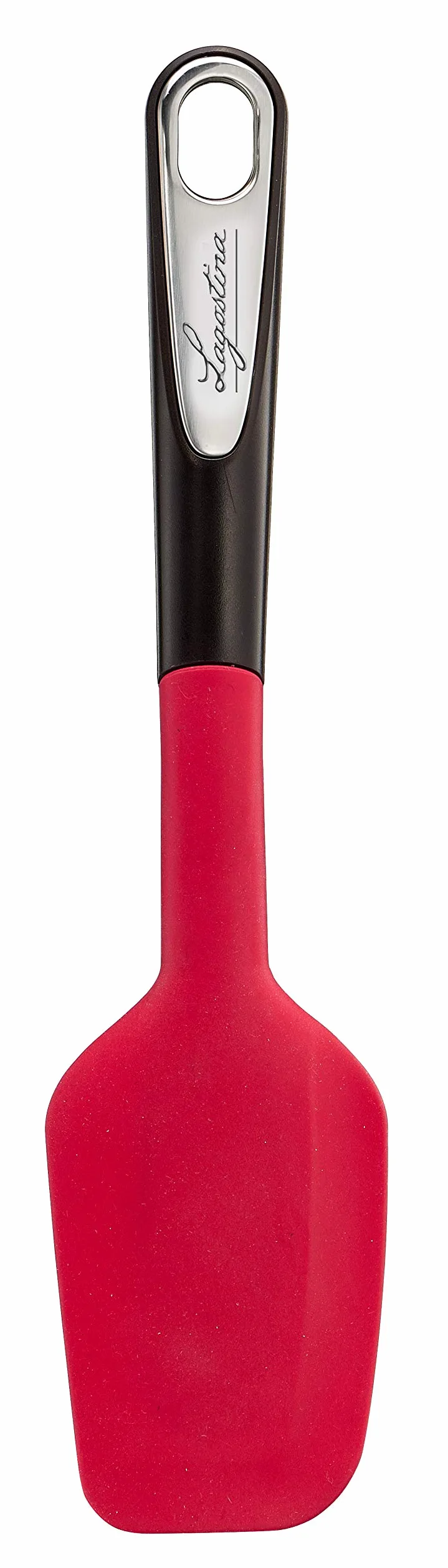 Lagostina Ingenio Essential Plus Batteria di Pentole, Alluminio per Gas e Forno, 17 Pezzi & Ingenio Smart Spatola con Inserto antiscivolo, Plastica e silicone, Nero e Rosso