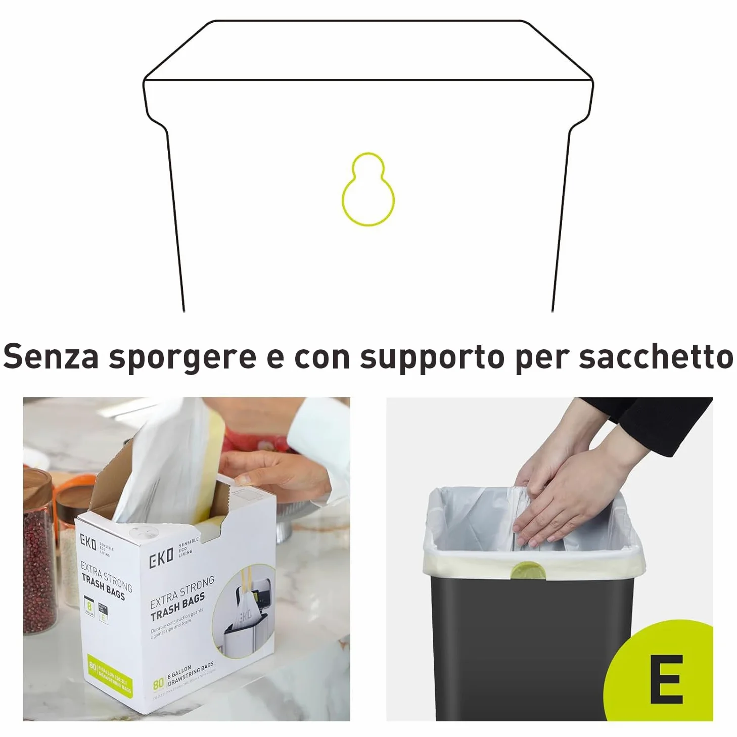 EKO Pattumiera Differenziata 2 Scomparti 30L + 30L con Doppio Pedale | Acciaio Inox Antimpronta | Coperchi Eleganti | Sottolavello Double