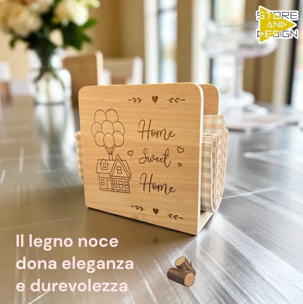 Portatovaglioli da tavola in legno design moderno Home Sweet Home idea regalo cucina nuova casa
