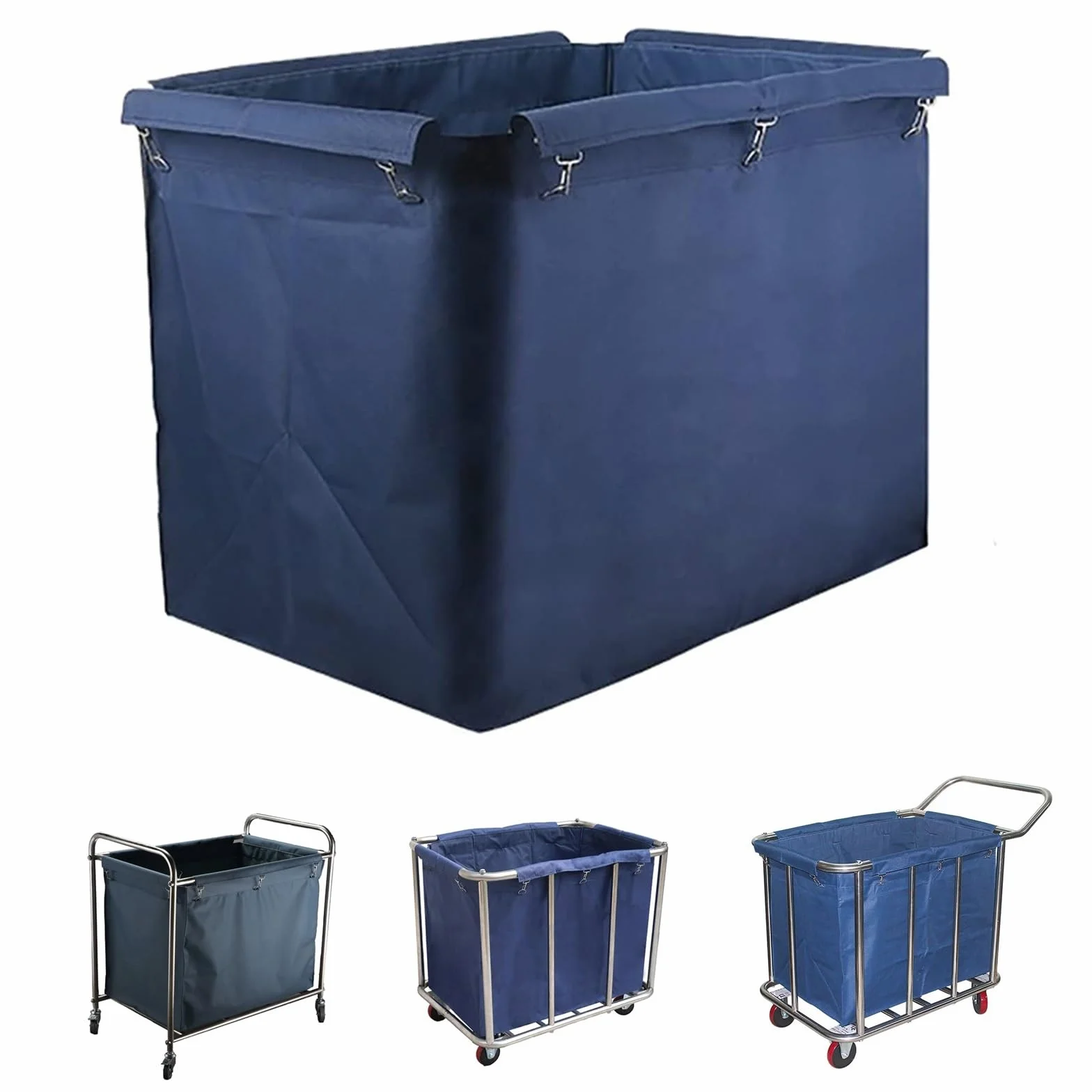Borsa per Carrello della Biancheria SBCWH, Oxford Impermeabile, Blu, 83x53x63 cm, 400L, Tessuto Oxford, Fissaggio con Ganci di Alta Qualità, Interno