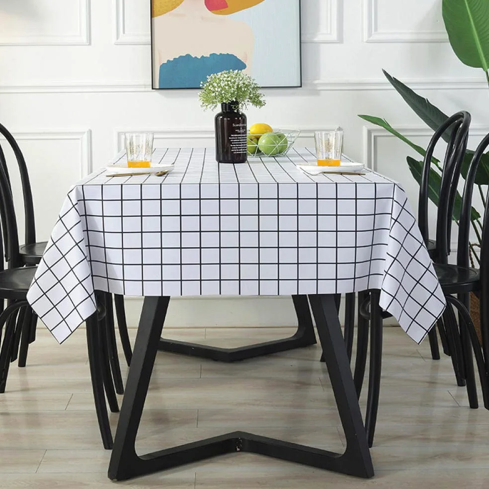 Tovaglia rettangolare impermeabile, antimacchia, anti scottature, per tavolo da pranzo e picnic, colore azzurro, 119,4 x 119,4 cm