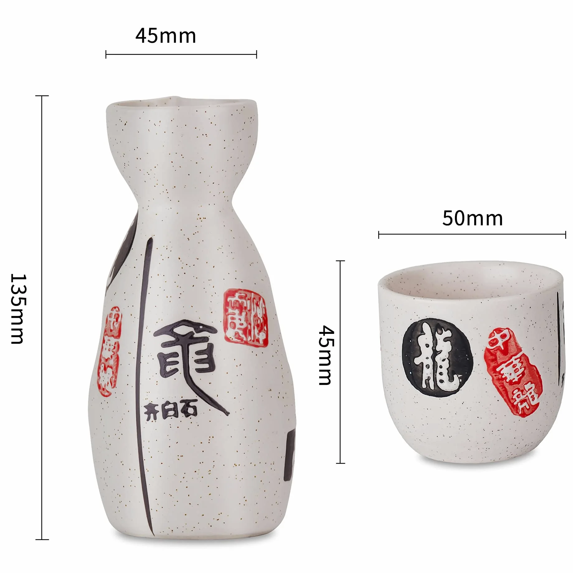 Set e Bicchieri da Sakè, Set Tradizionale Giapponese con Bicchierini da Sakè in Porcellana Ceramica Artigianale Set 5 Pezzi, 1 Sake Pot, 4 Tazze di Sake, Bianca