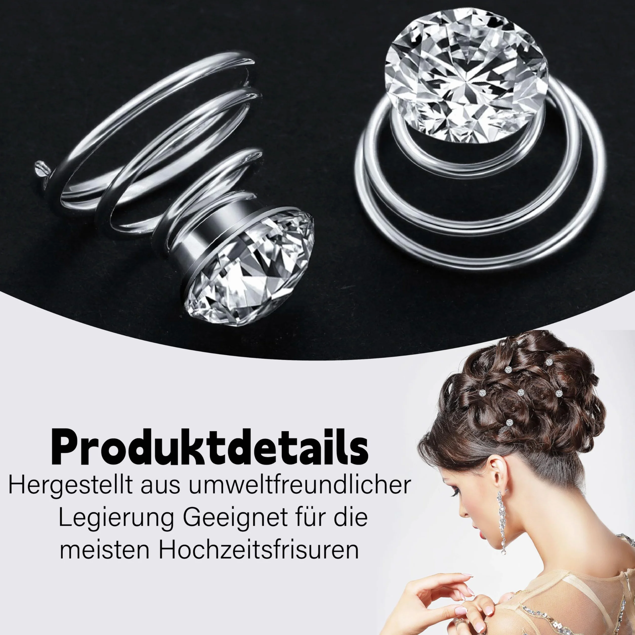 Forcine a spirale con strass per capelli mini accessori matrimonio spose