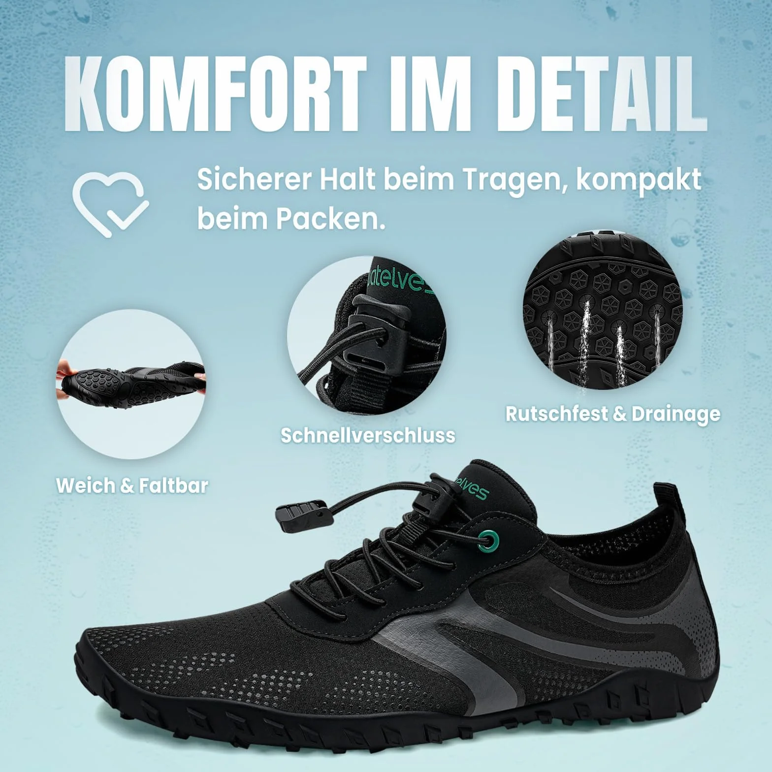 WateLves Scarpe da Scoglio Uomo Donna Scarpe da Immersione Spiaggia Acqua Piscina Antiscivolo Asciugatura Rapida Surf