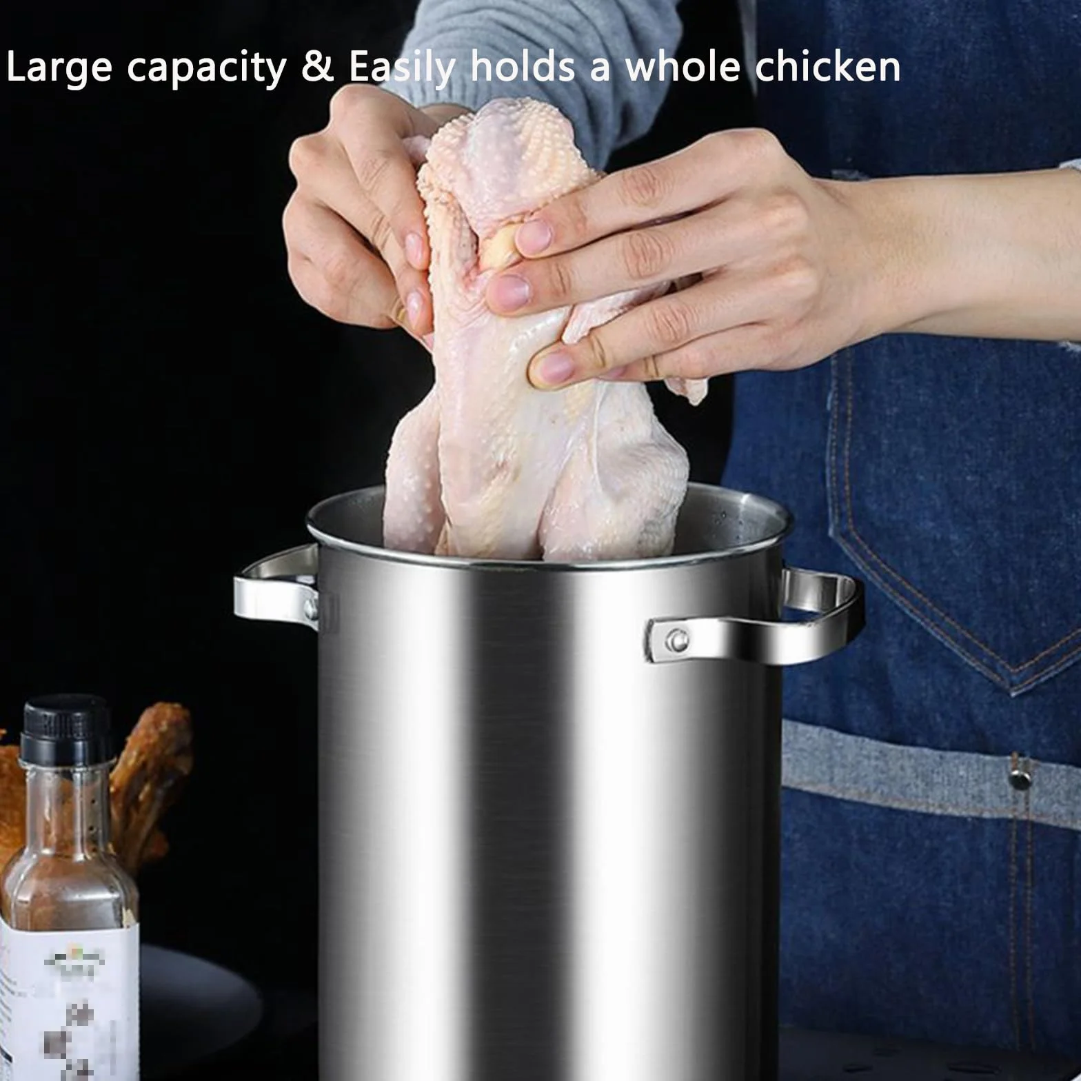 Pentola per pasta di verdure con cestello interno e coperchio, in acciaio inox, spaghetti, pasta, fornello, corpo alto, casseruola per cucina, patatine fritte, pollo