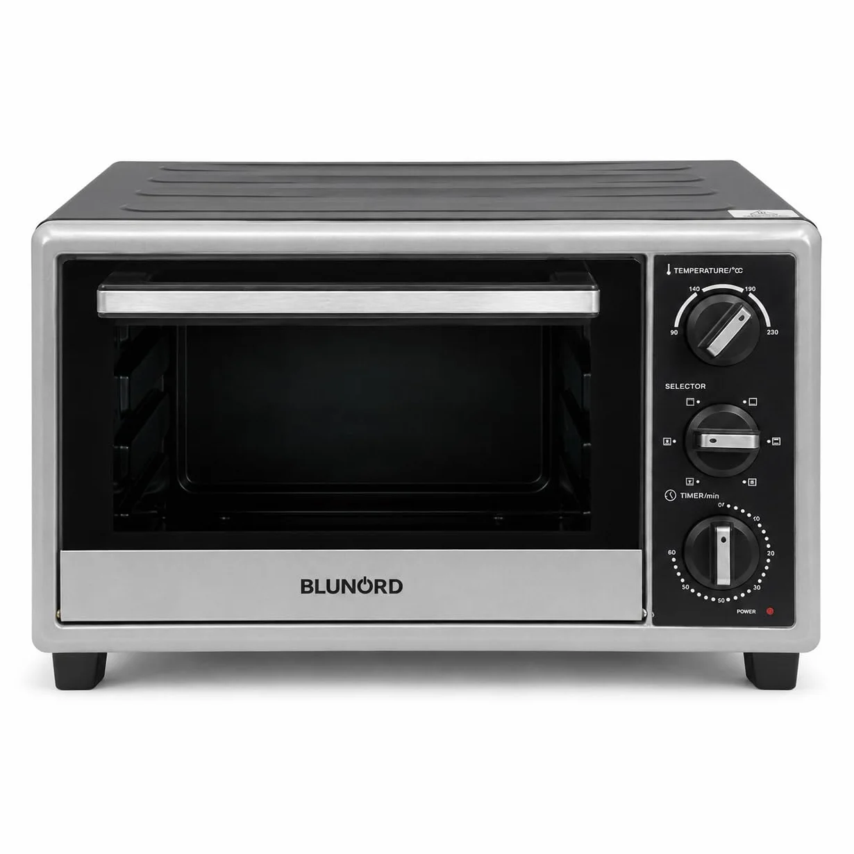 Blunord Bluf23prof Forno Elettrico Professionale 23L 1380W Ventilato Grill Timer Termostato Regolabile Easy Clean Nero Lucido